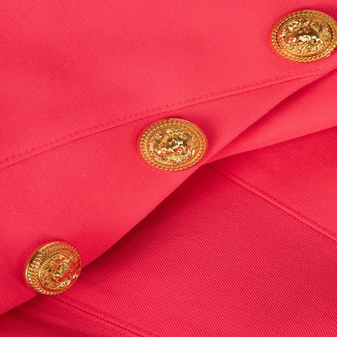 Balmain Neon Pink Square Neck Button Detail Dress Size XS / US 0-2 / IT 36-38 - 3 Thumbnail