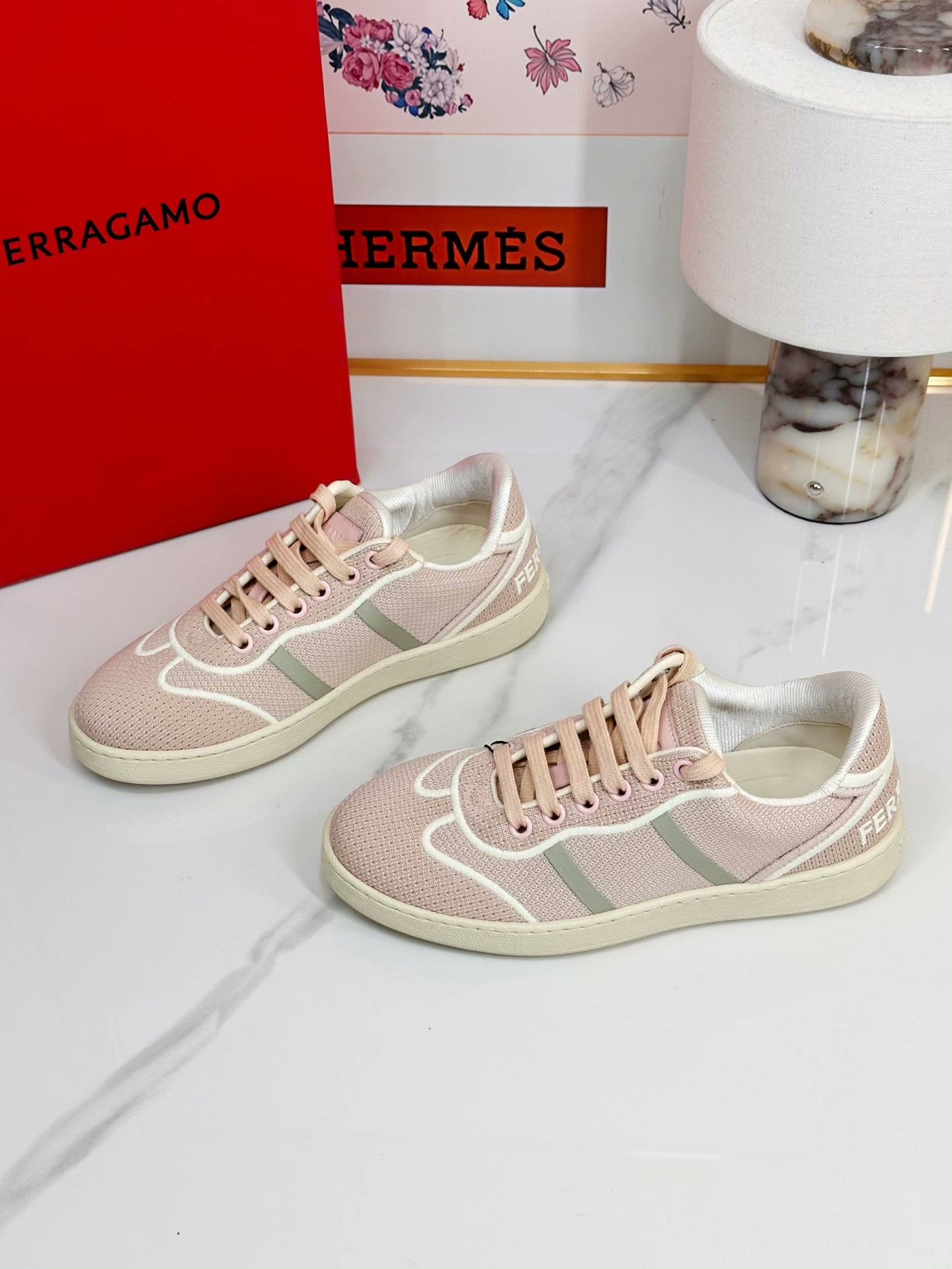 Salvatore Ferragamo Ferragamo Pink Casual Sneakers Size US 4 / IT 34 - 2 Thumbnail