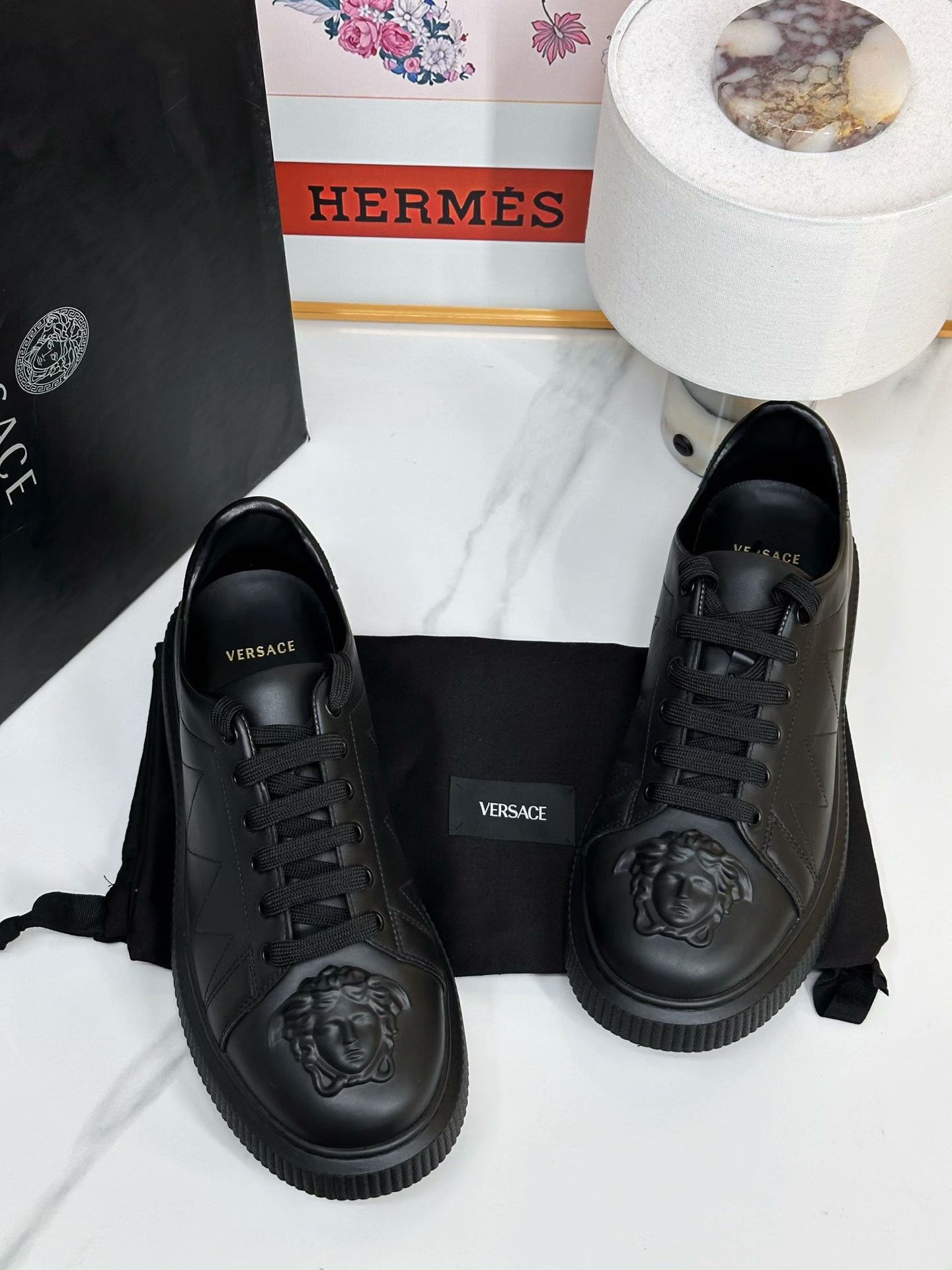 Versace Versace Black Medusa Embossed Casual Sneakers Size US 10 / EU 43 - 2 Thumbnail