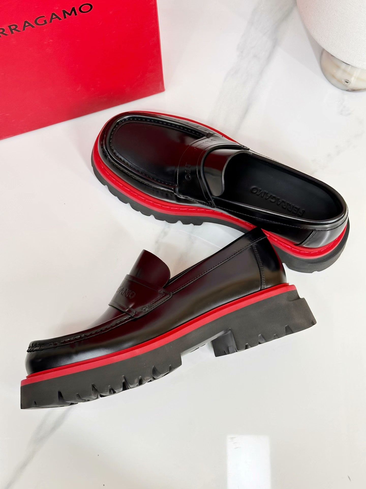 Salvatore Ferragamo Ferragamo Black Casual Platform Loafers Size US 7.5 / EU 40-41 - 5 Thumbnail