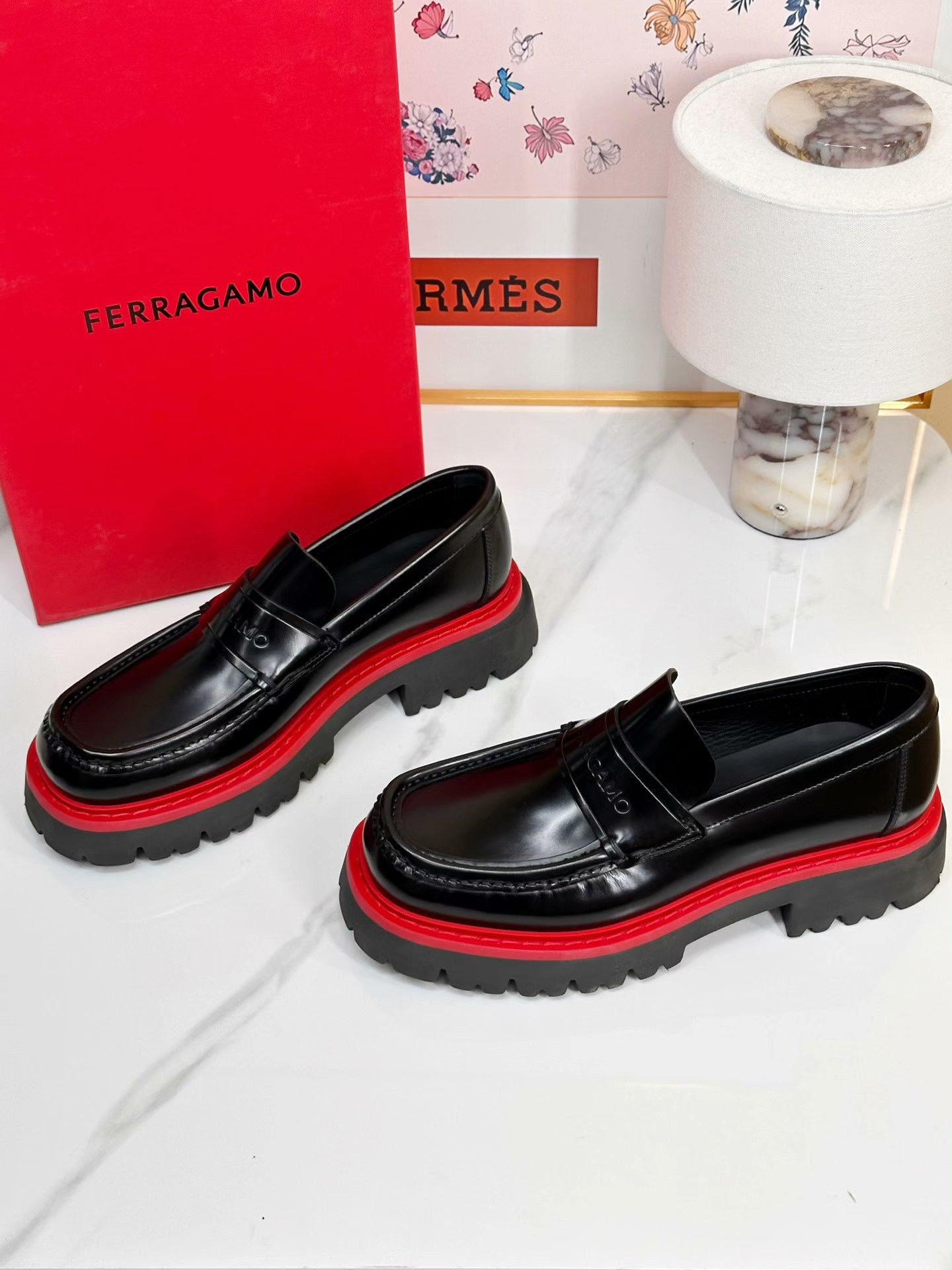 Salvatore Ferragamo Ferragamo Black Casual Platform Loafers Size US 7.5 / EU 40-41 - 2 Thumbnail