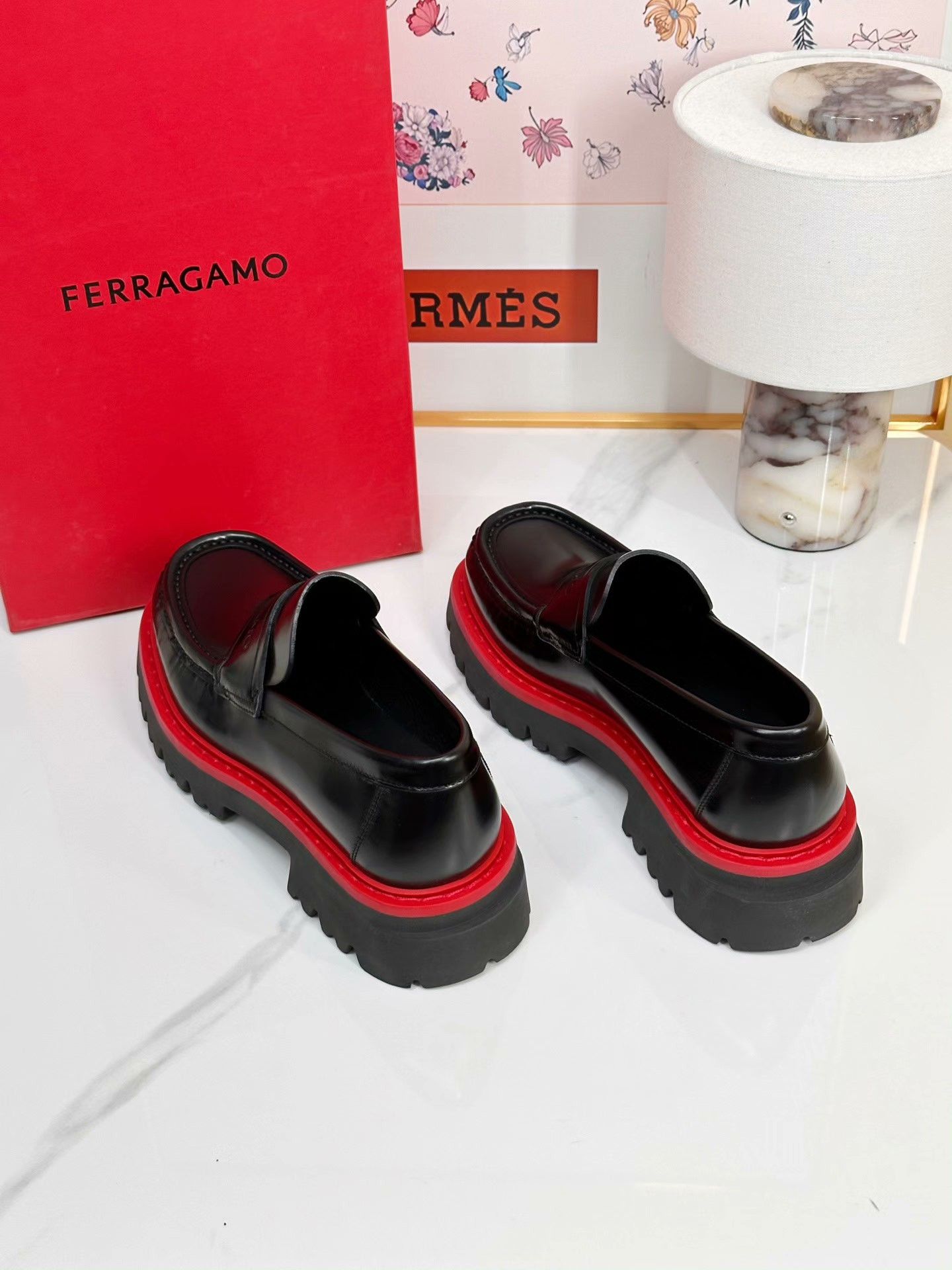 Salvatore Ferragamo Ferragamo Black Casual Platform Loafers Size US 7.5 / EU 40-41 - 4 Thumbnail