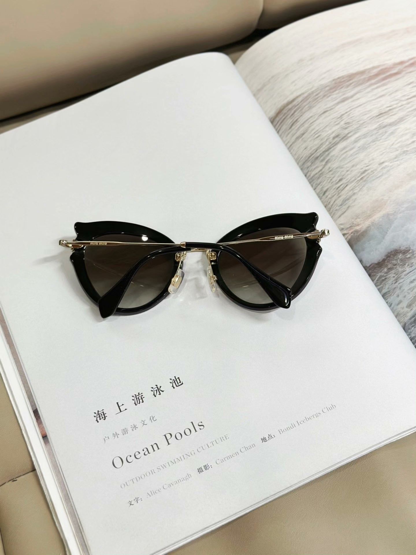 Miu Miu MIUMIU Black Irregular Casual Sunglasses Size ONE SIZE - 3 Thumbnail
