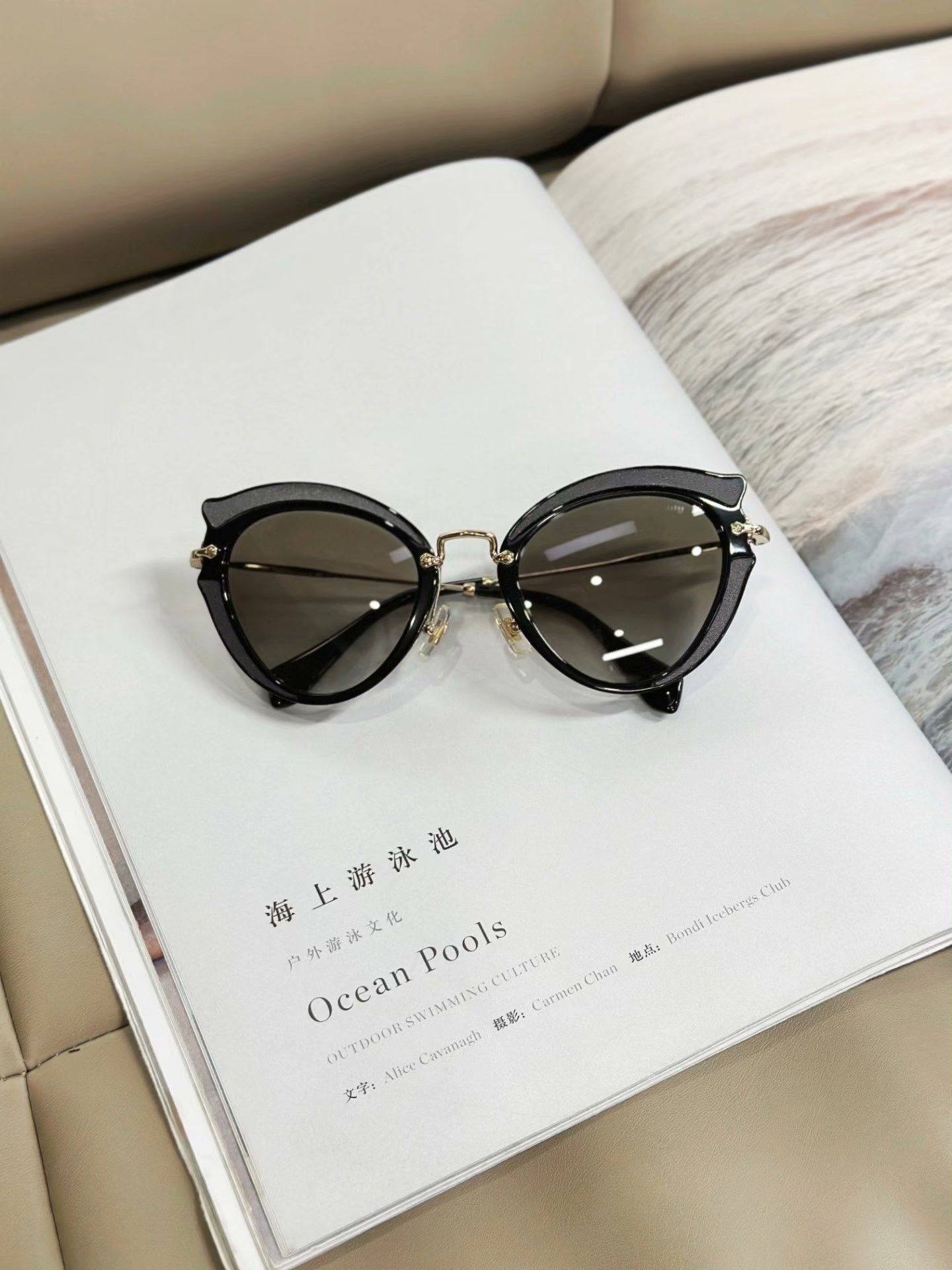 Miu Miu MIUMIU Black Irregular Casual Sunglasses Size ONE SIZE - 2 Thumbnail
