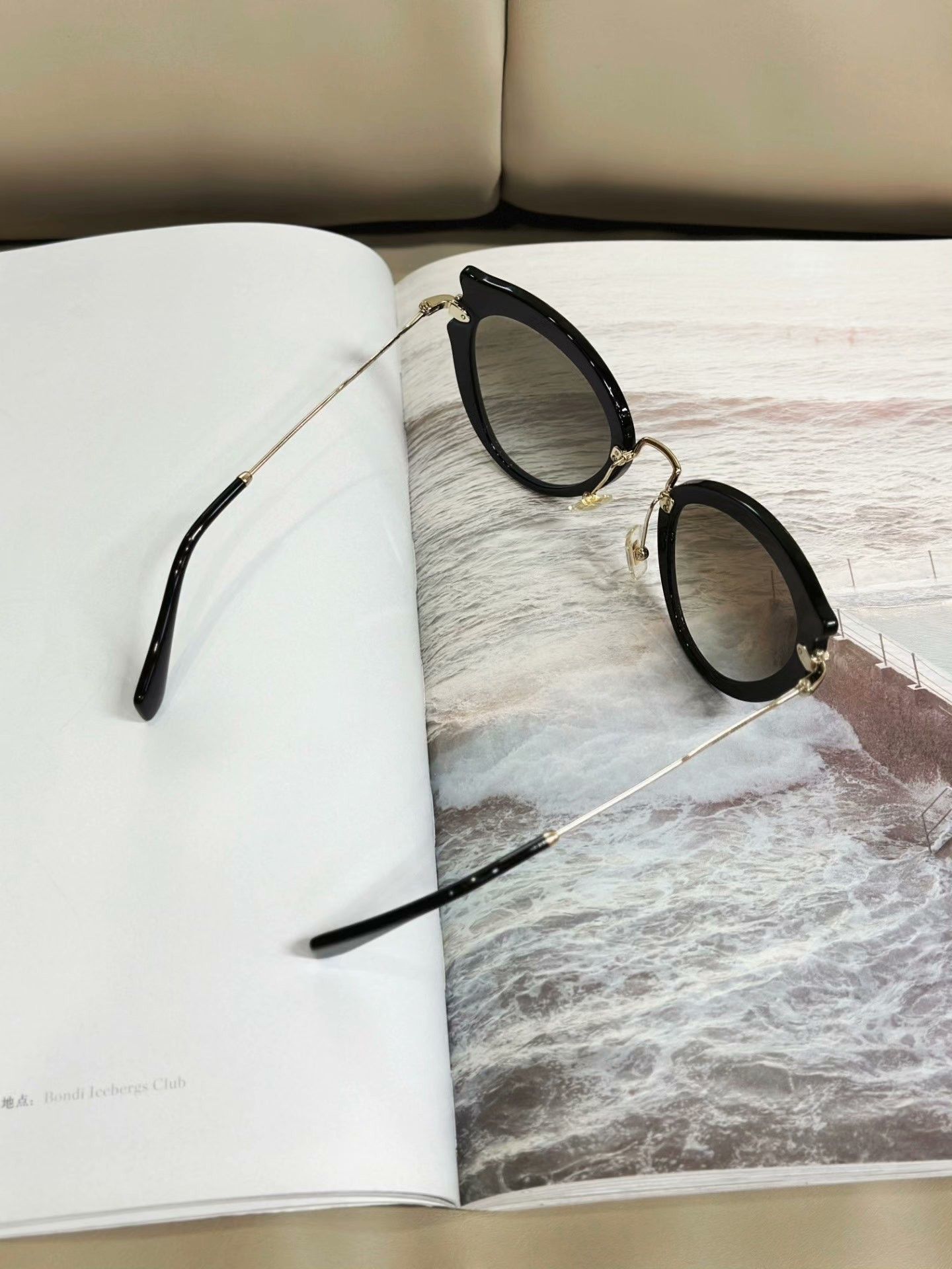 Miu Miu MIUMIU Black Irregular Casual Sunglasses Size ONE SIZE - 5 Thumbnail