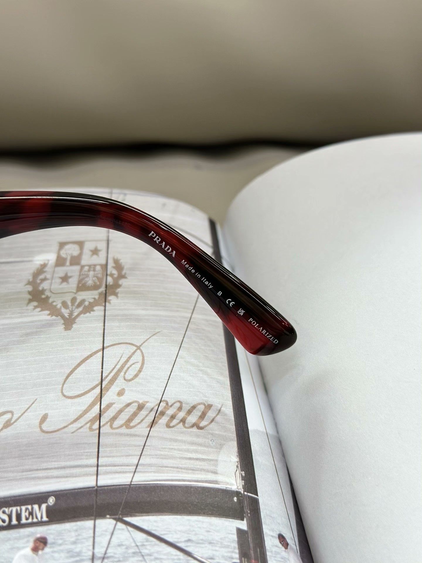 Prada PRADA Black Red Square Casual Sunglasses Size ONE SIZE - 7 Thumbnail