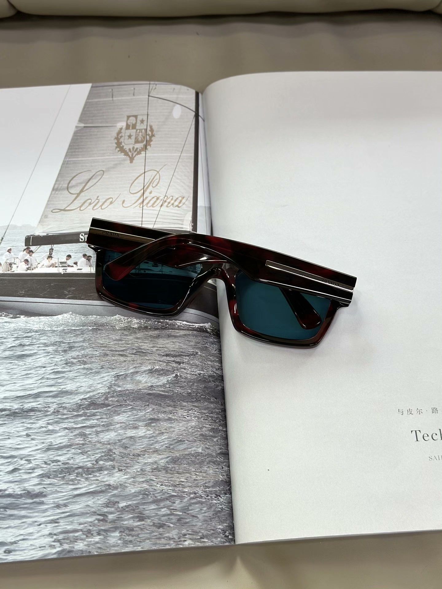 Prada PRADA Black Red Square Casual Sunglasses Size ONE SIZE - 2 Thumbnail
