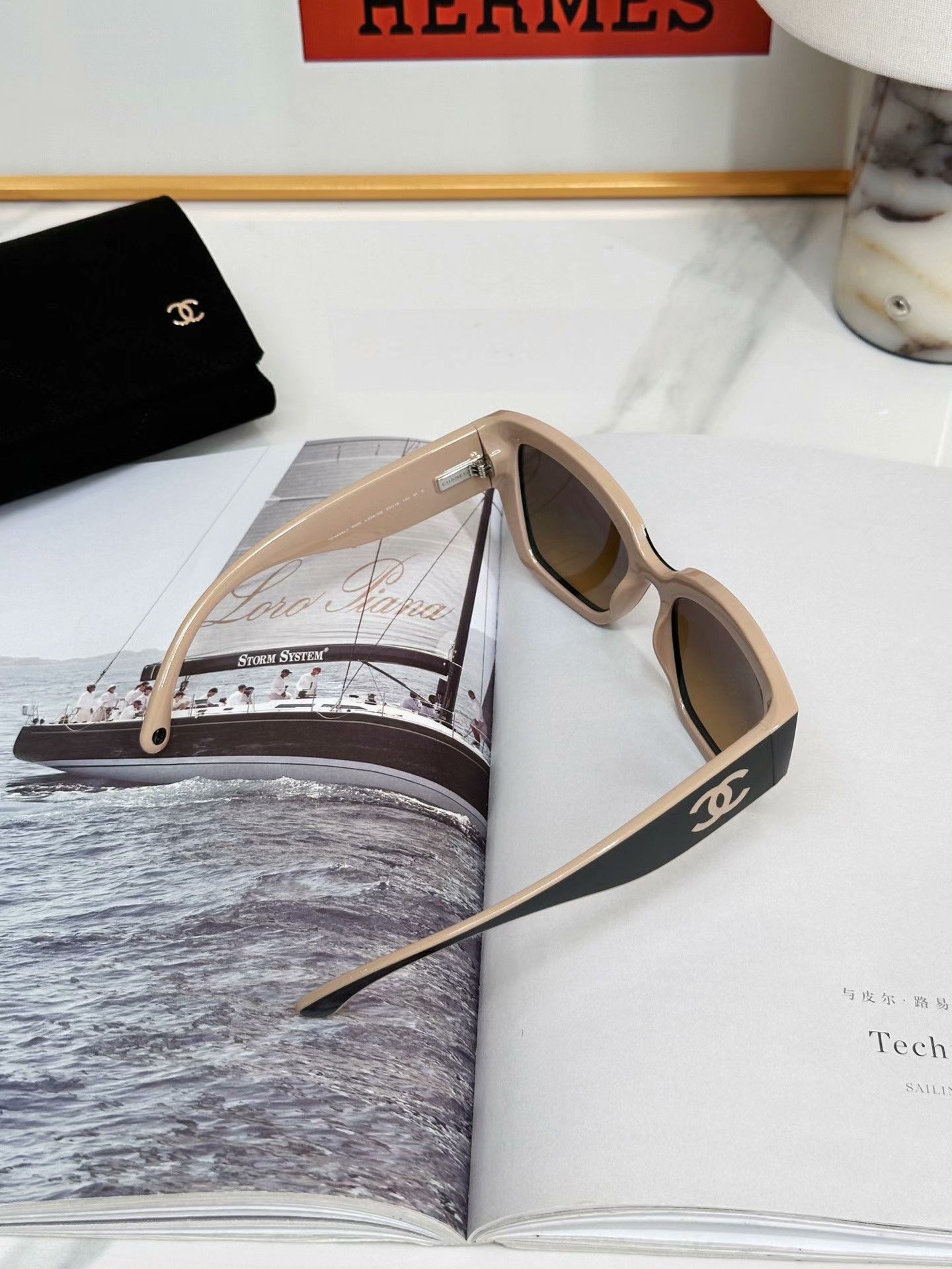Chanel CHANEL Black Colorblock Irregular Sunglasses Size ONE SIZE - 5 Thumbnail
