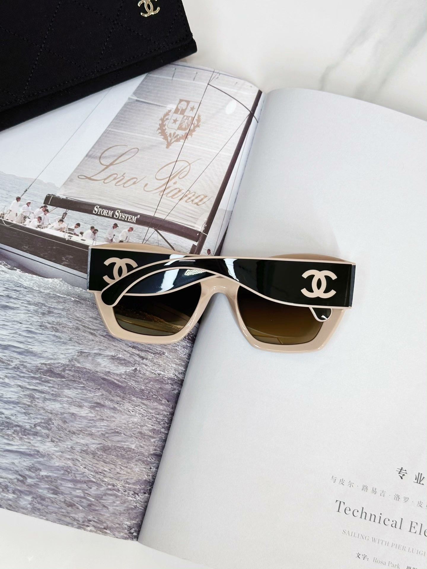 Chanel CHANEL Black Colorblock Irregular Sunglasses Size ONE SIZE - 3 Thumbnail
