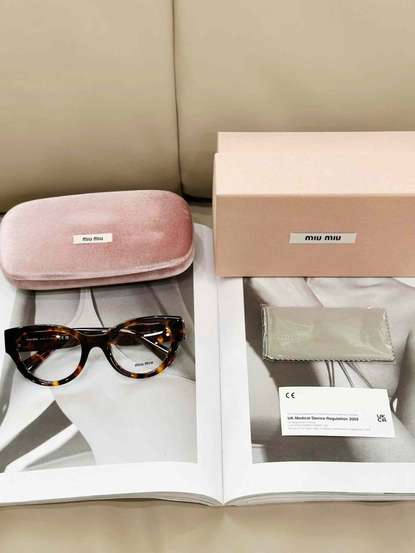 Miu Miu MIUMIU Tortoiseshell Cat-Eye Plain Glasses Size ONE SIZE - 7 Thumbnail