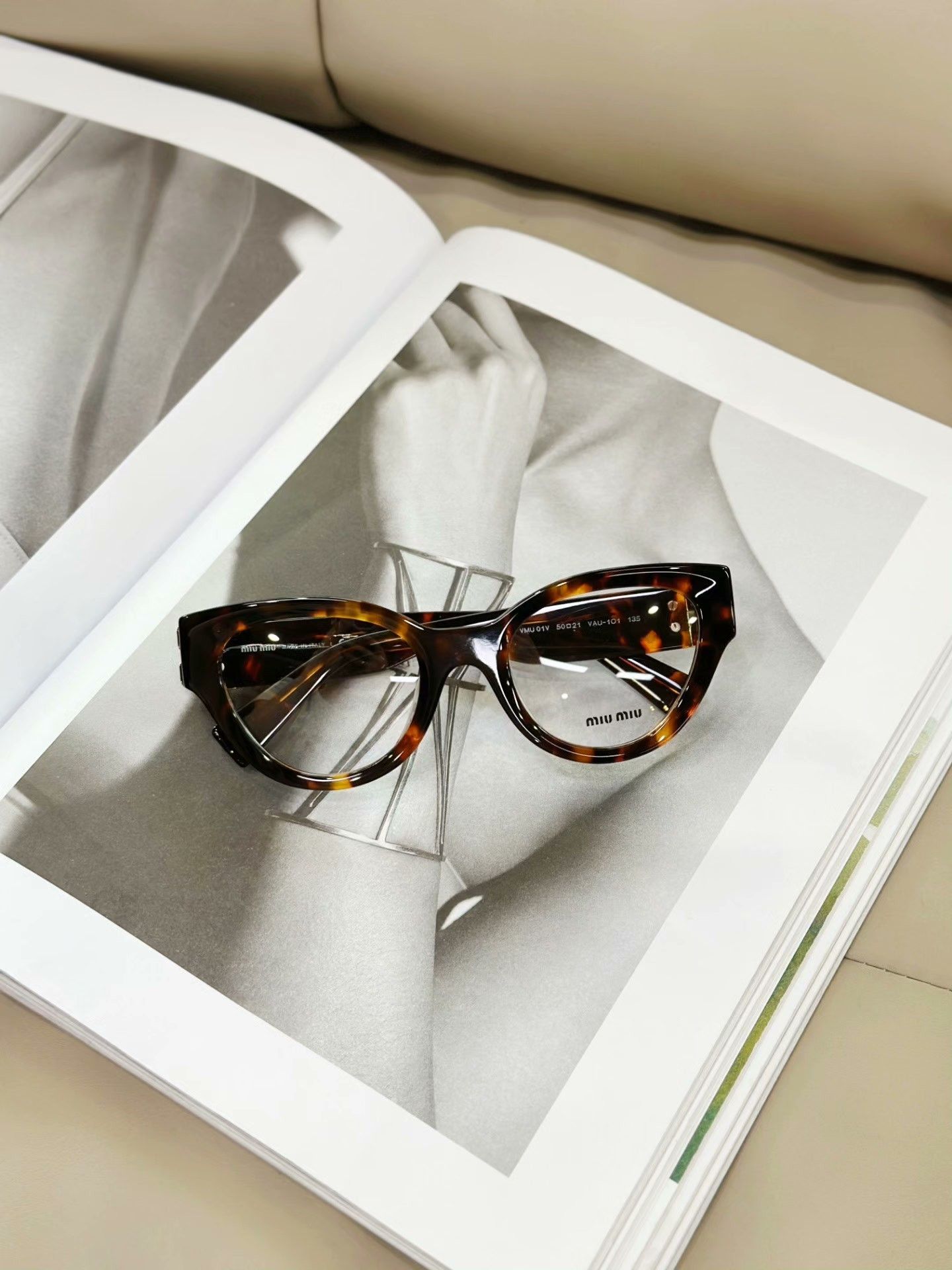 Miu Miu MIUMIU Tortoiseshell Cat-Eye Plain Glasses Size ONE SIZE - 2 Thumbnail