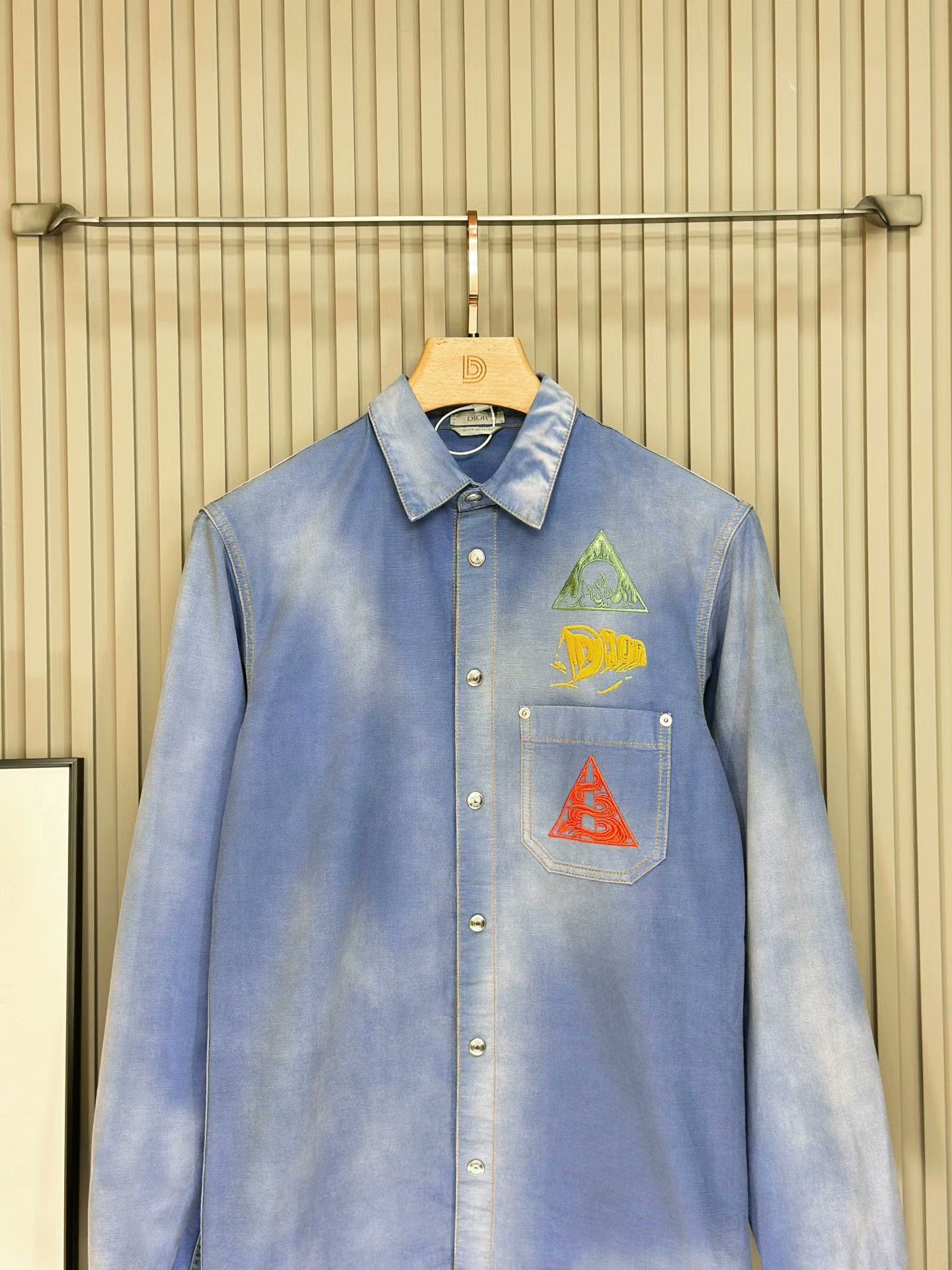 Dior DIOR Ombre Dune Embroidered Denim Shirt Jacket Size US XXS / EU 40 - 4 Thumbnail