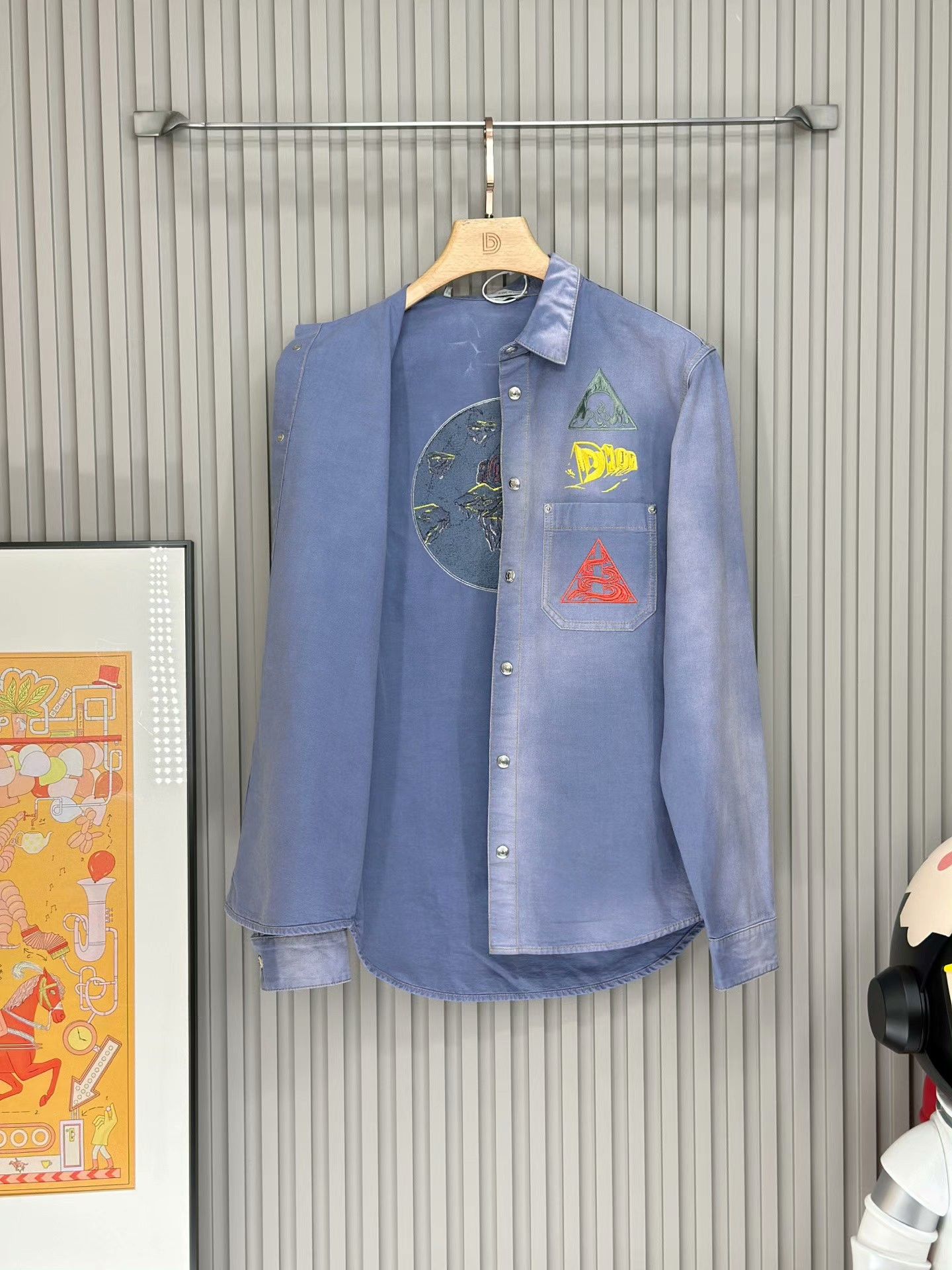 Dior DIOR Ombre Dune Embroidered Denim Shirt Jacket Size US XXS / EU 40 - 3 Thumbnail