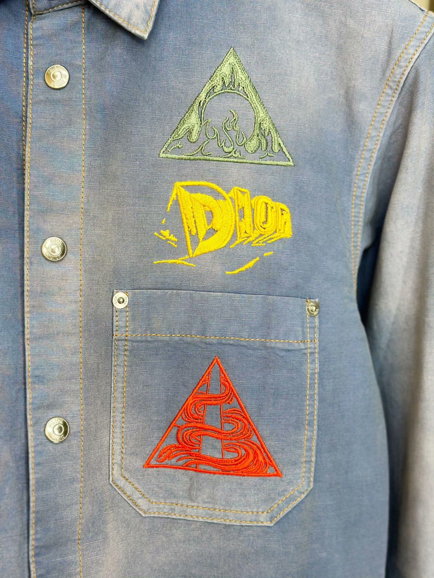 Dior DIOR Ombre Dune Embroidered Denim Shirt Jacket Size US XXS / EU 40 - 6 Thumbnail