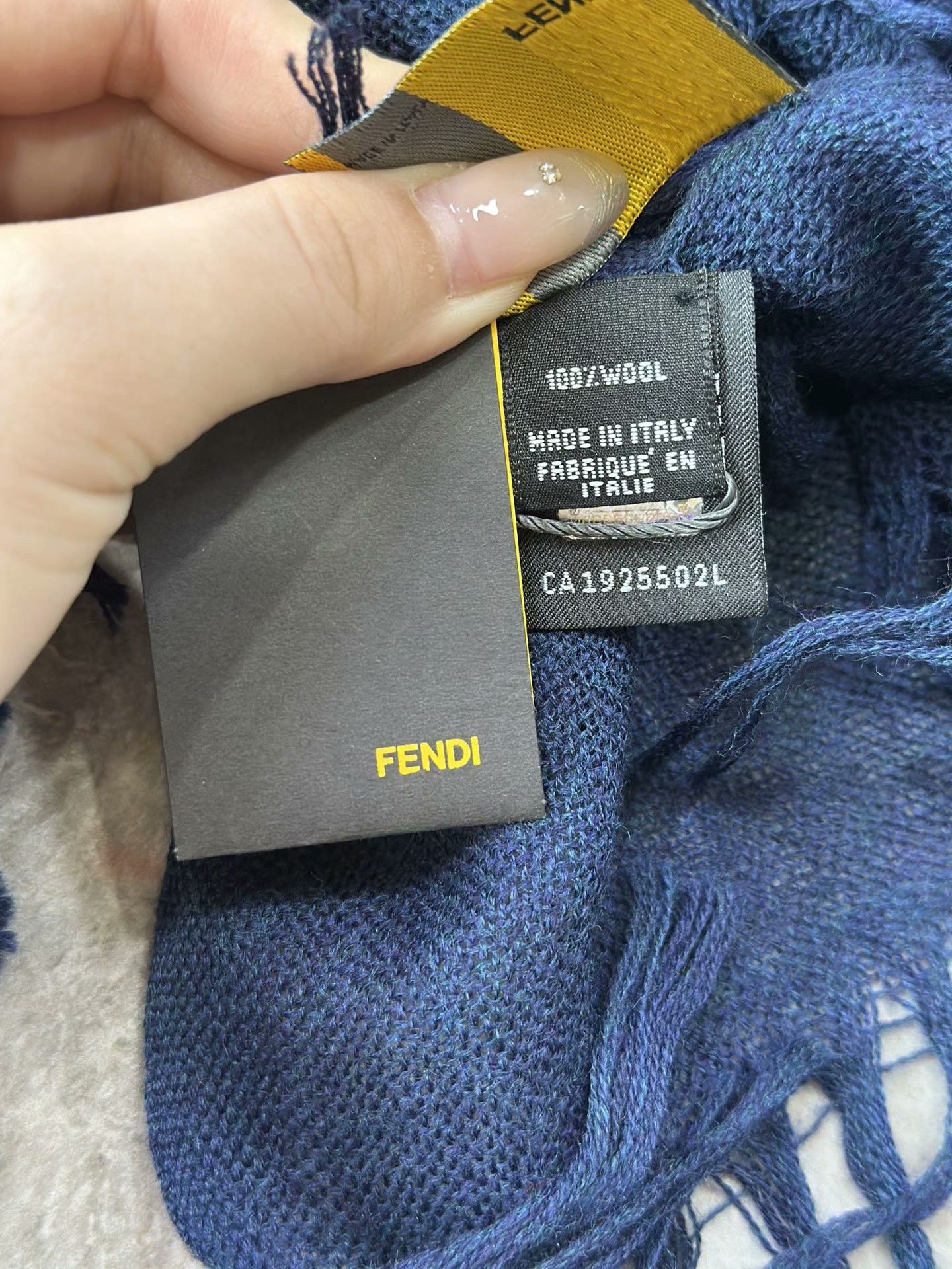 Fendi FENDI Deep Blue Wool Fringe Scarf Size ONE SIZE - 6 Thumbnail