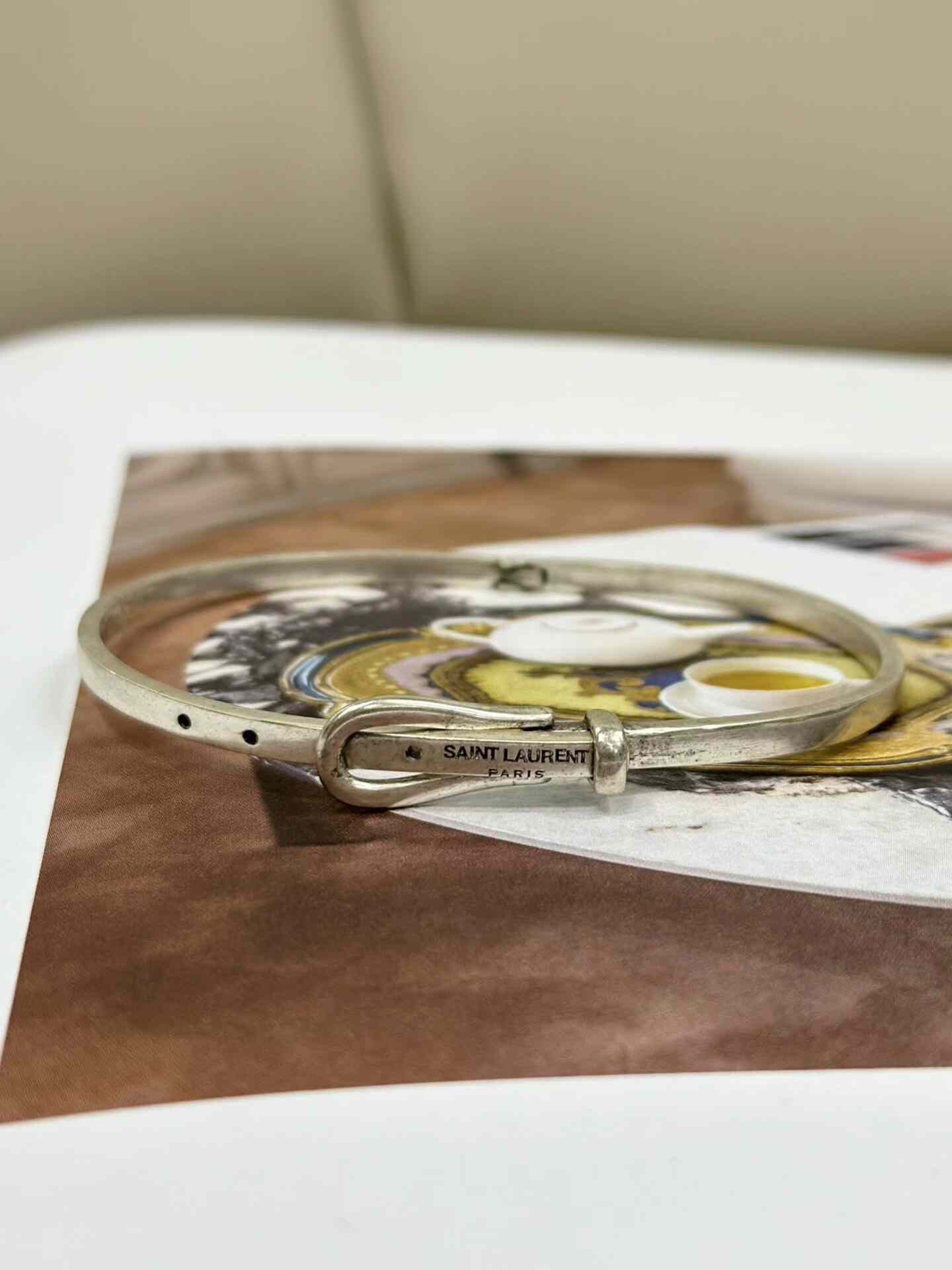 Saint Laurent Paris Saint Laurent Silver Circle Bracelet Size ONE SIZE - 4 Thumbnail