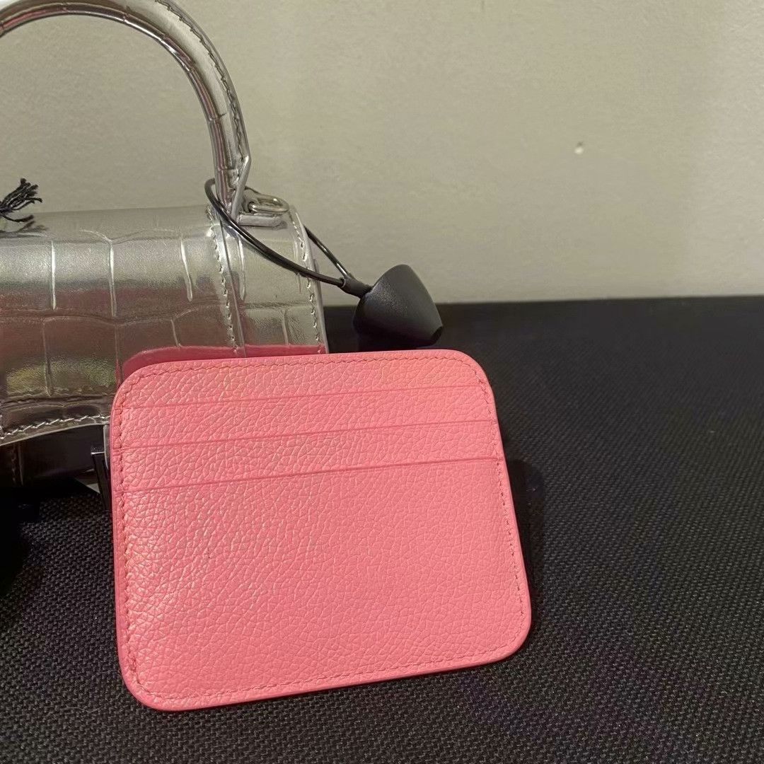 Balenciaga Balenciaga Pink Oil Wax Leather Card Holder Size ONE SIZE - 2 Thumbnail