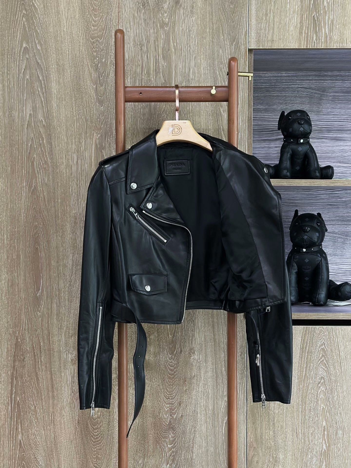 Prada Prada Black Lapel Sheepskin Leather Coat Size S / US 4 / IT 40 - 3 Thumbnail