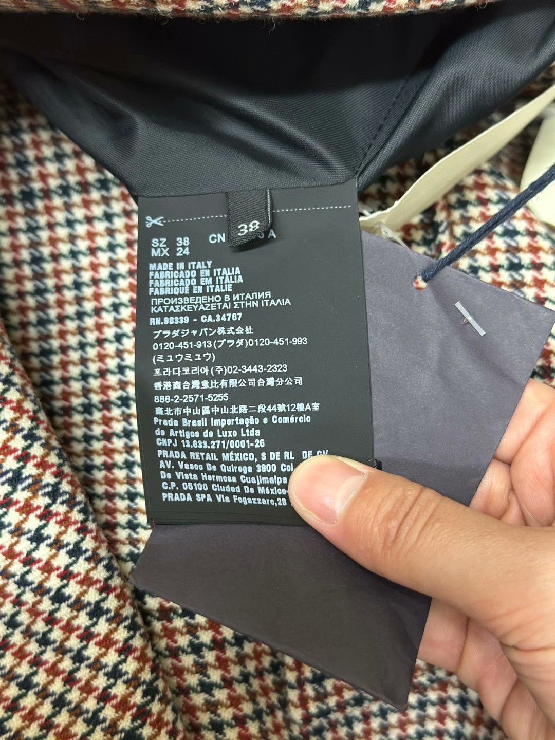 Prada Prada Houndstooth Lapel Wool Coat Size US XXS / EU 40 - 7 Thumbnail