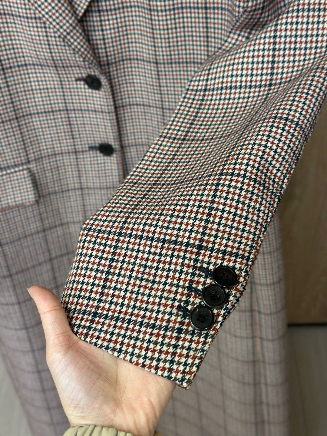 Prada Prada Houndstooth Lapel Wool Coat Size US XXS / EU 40 - 5 Thumbnail
