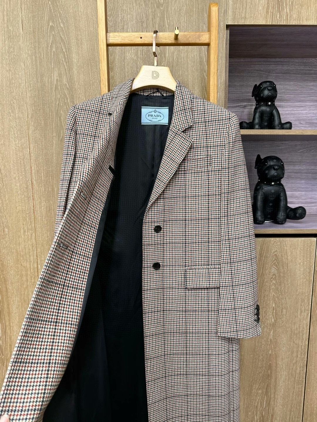 Prada Prada Houndstooth Lapel Wool Coat Size US XXS / EU 40 - 3 Thumbnail