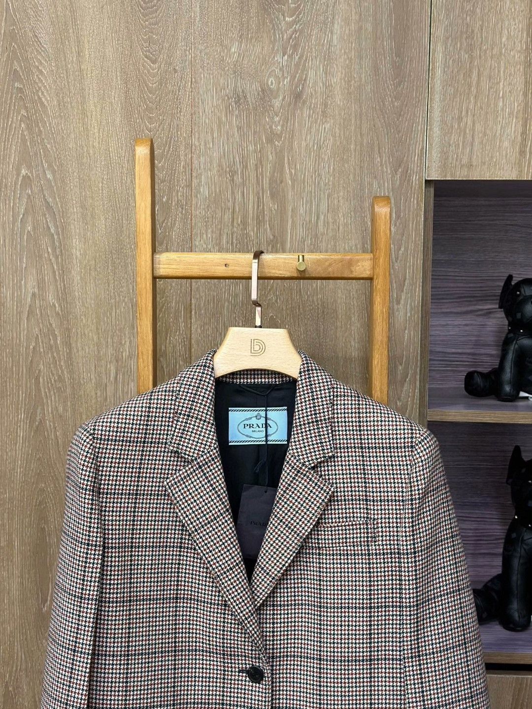 Prada Prada Houndstooth Lapel Wool Coat Size US XXS / EU 40 - 4 Thumbnail
