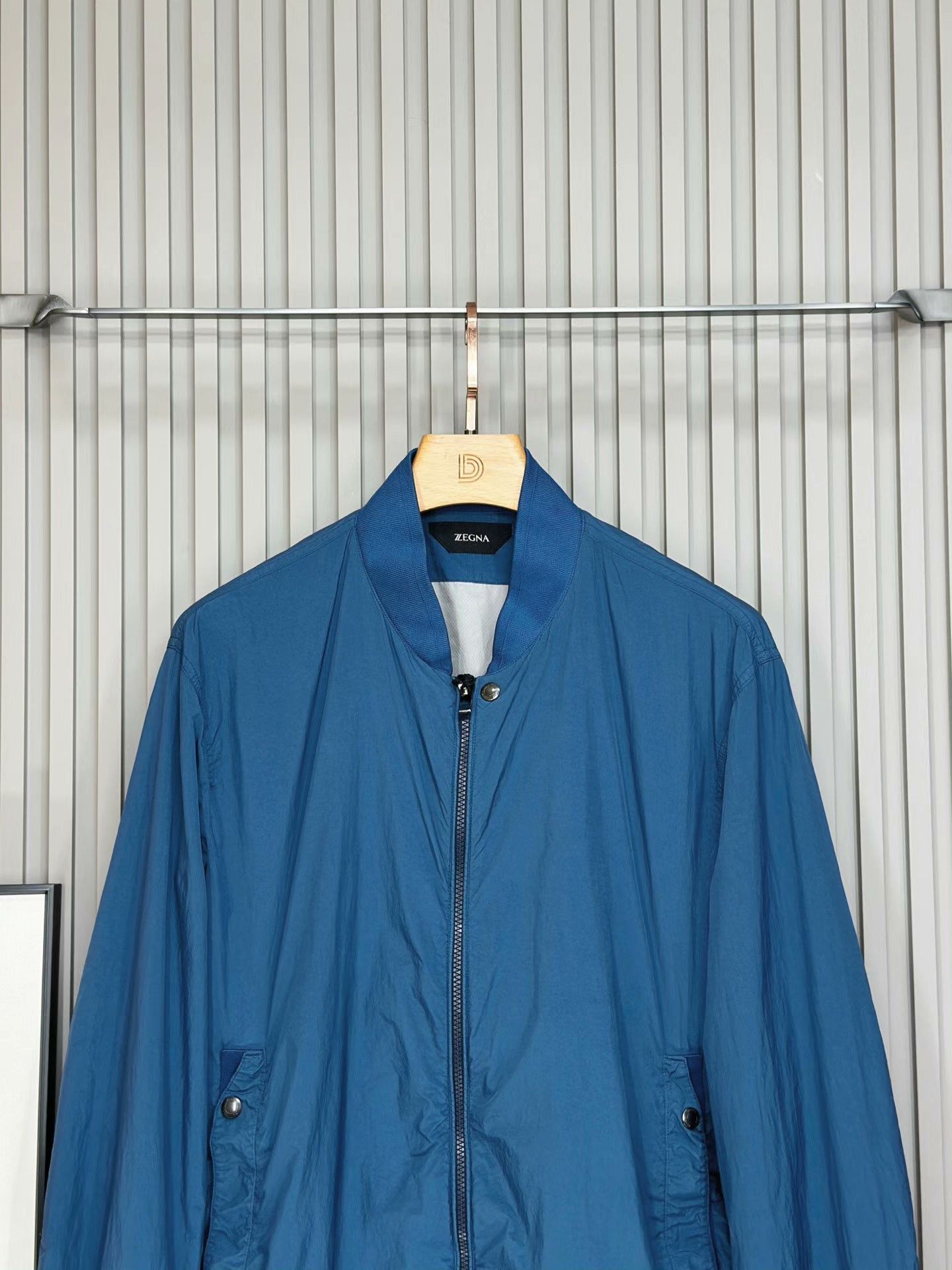 Ermenegildo Zegna ZEGNA Blue Casual Stand-Collar Jacket Size US XL / EU 56 / 4 - 4 Thumbnail