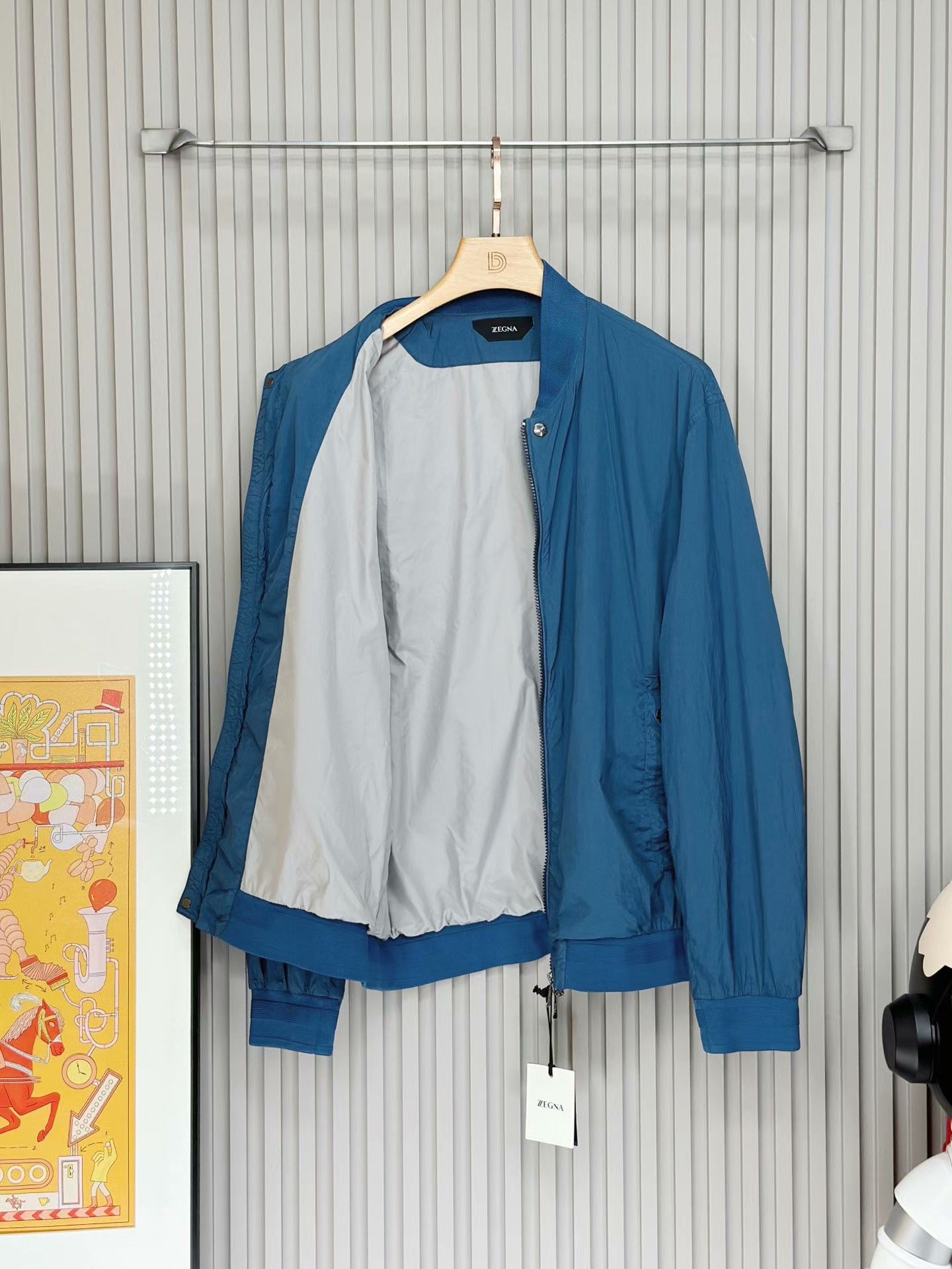 Ermenegildo Zegna ZEGNA Blue Casual Stand-Collar Jacket Size US XL / EU 56 / 4 - 3 Thumbnail