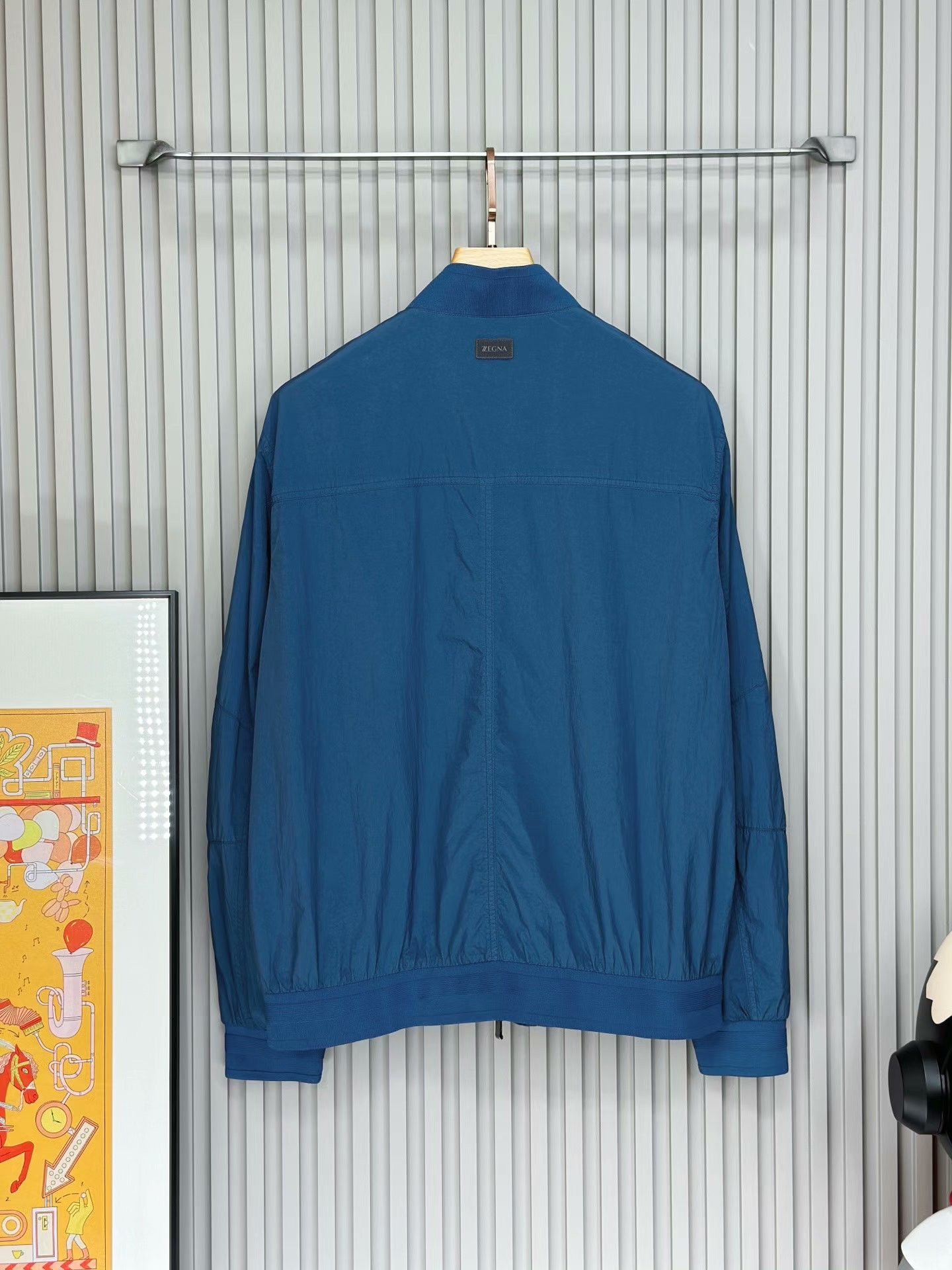 Ermenegildo Zegna ZEGNA Blue Casual Stand-Collar Jacket Size US XL / EU 56 / 4 - 2 Thumbnail