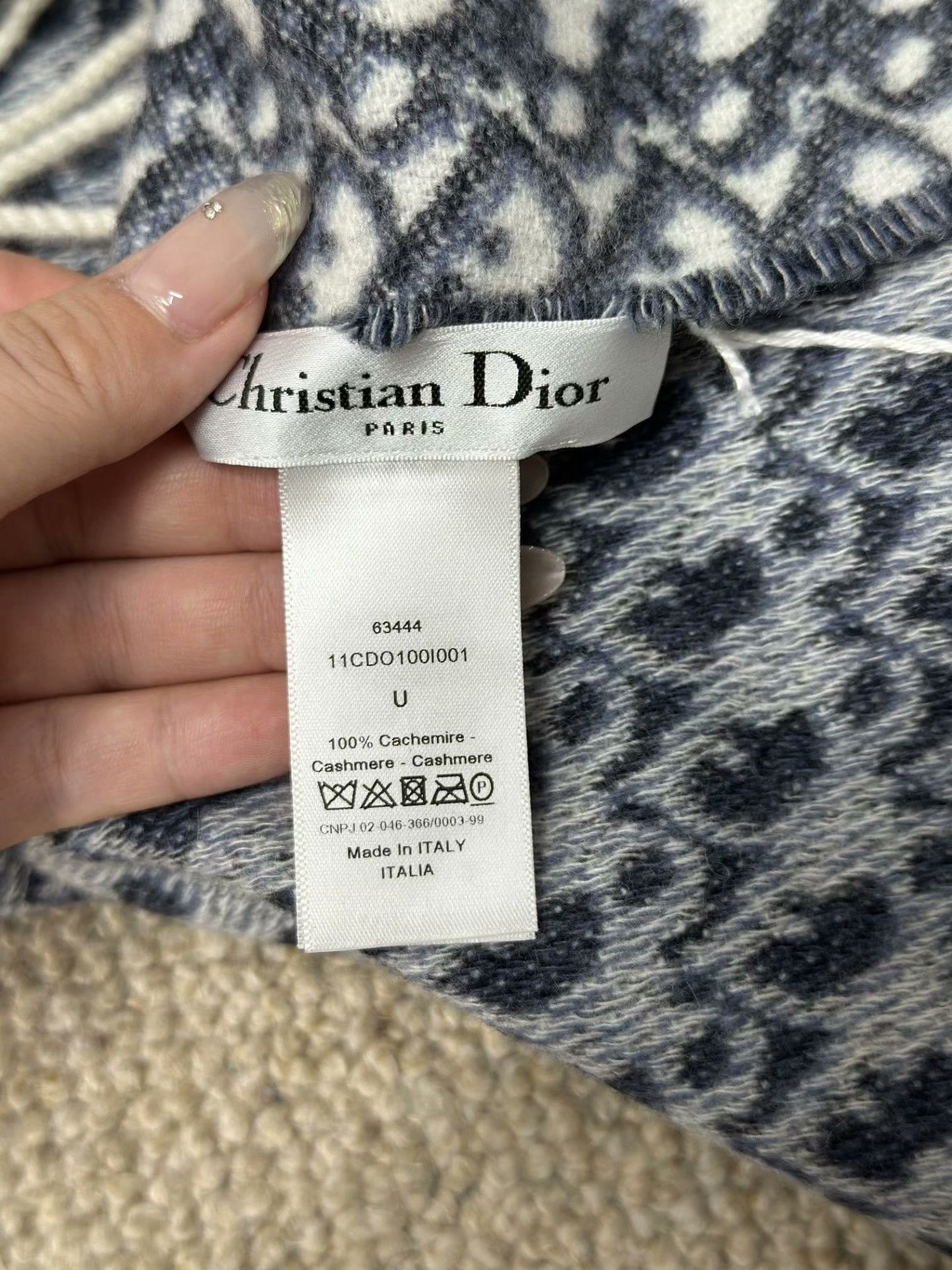 Dior DIOR Blue Triangle Fringe Cashmere Shawl Size ONE SIZE - 5 Thumbnail