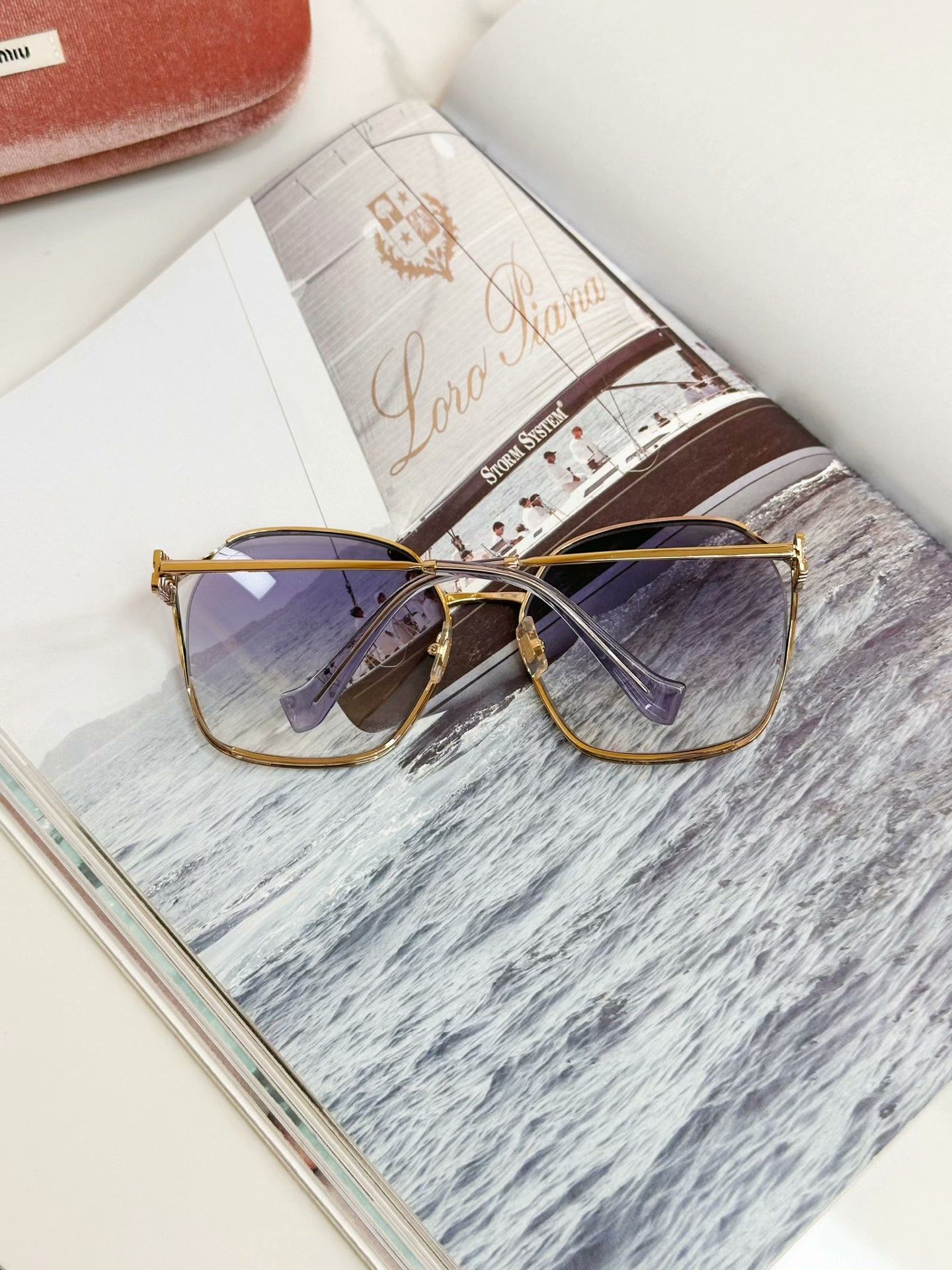 Miu Miu MIUMIU Gold Frame Gradient Sunglasses Size ONE SIZE - 3 Thumbnail