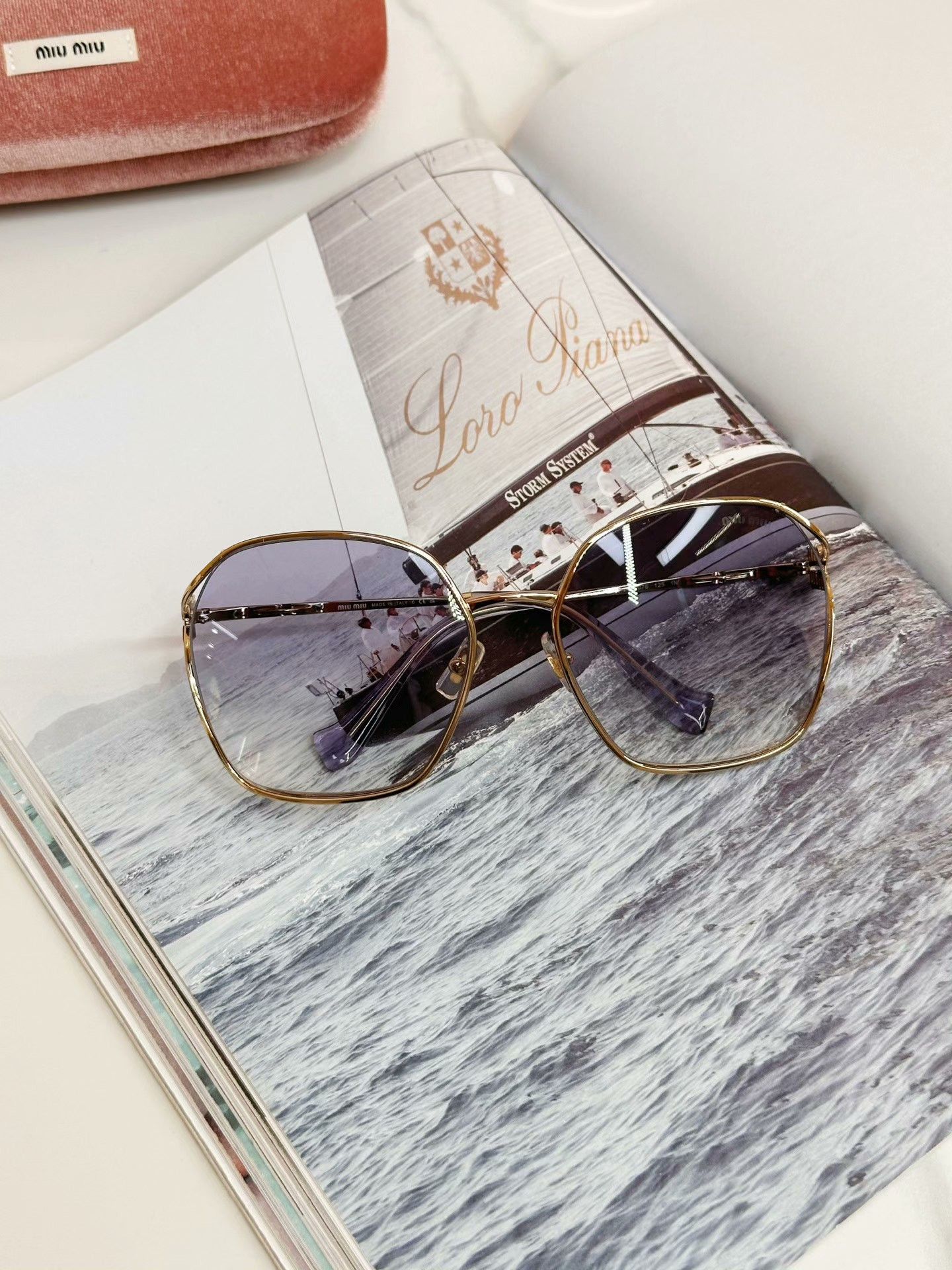 Miu Miu MIUMIU Gold Frame Gradient Sunglasses Size ONE SIZE - 2 Thumbnail