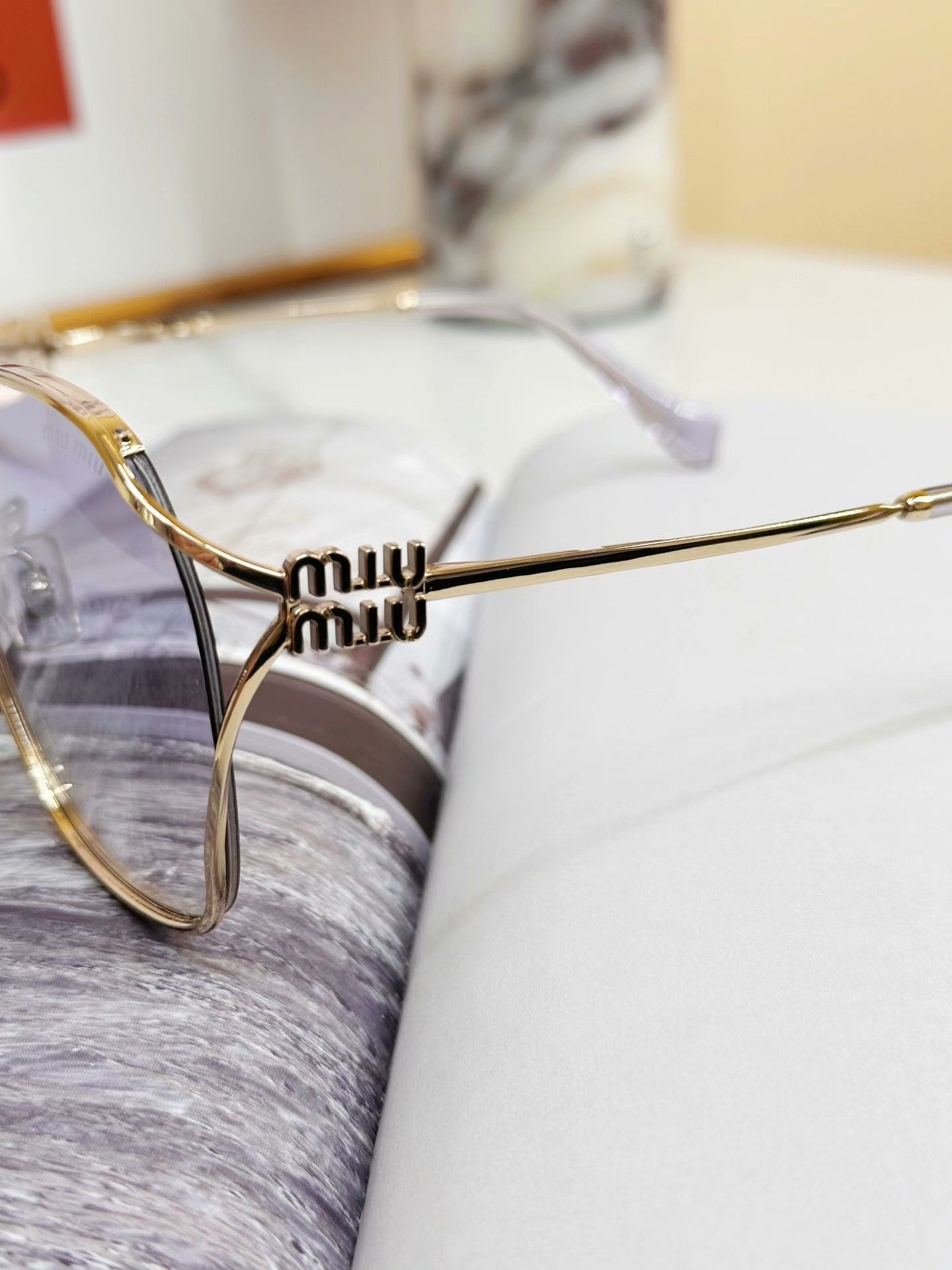 Miu Miu MIUMIU Gold Frame Gradient Sunglasses Size ONE SIZE - 6 Thumbnail