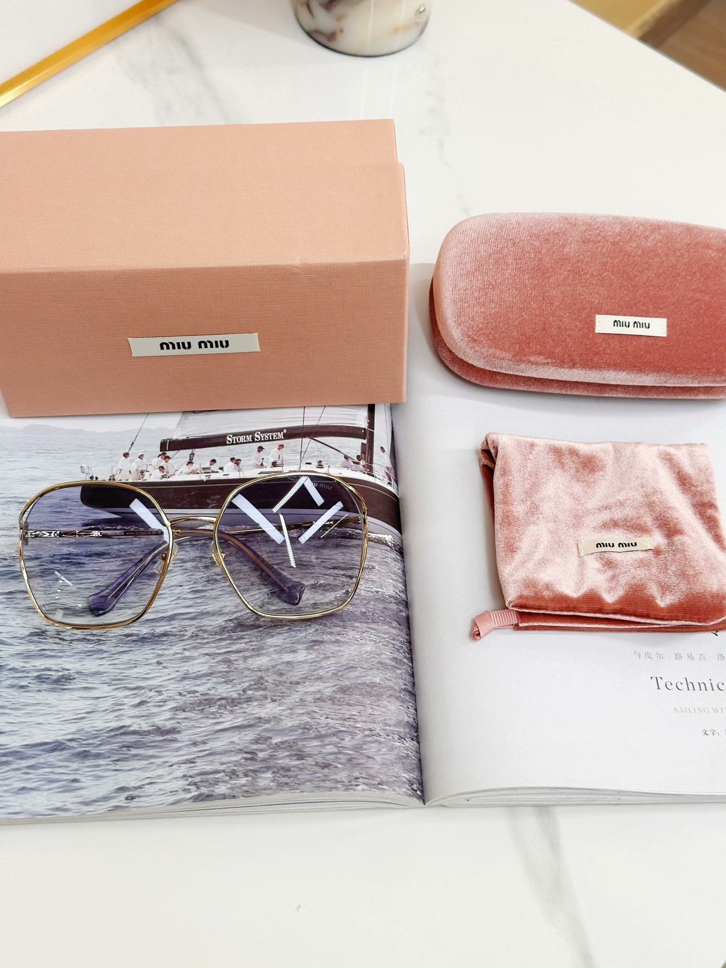 Miu Miu MIUMIU Gold Frame Gradient Sunglasses Size ONE SIZE - 9 Thumbnail