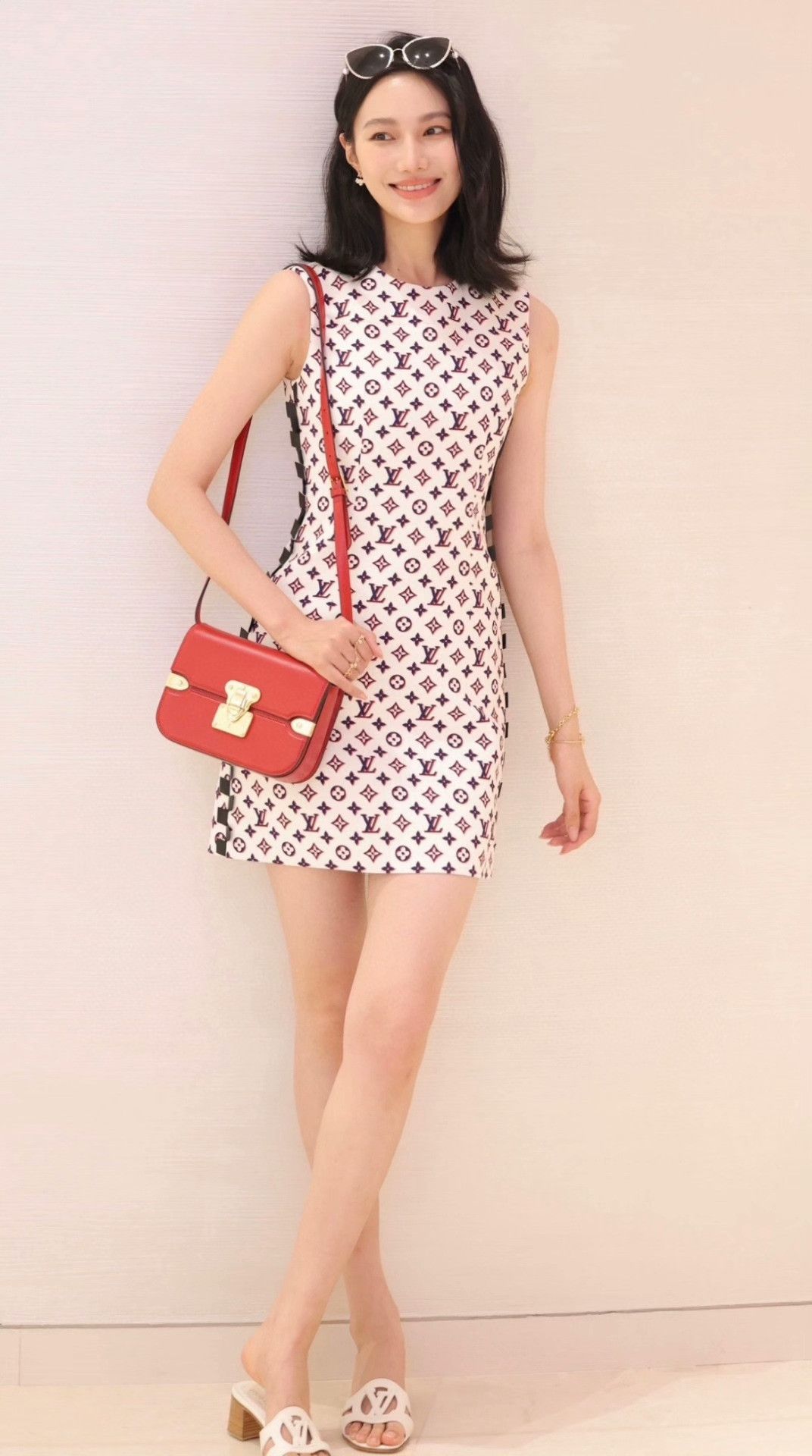 Louis Vuitton LV Full Logo Print Sleeveless Dress Size XXS / US 00 / IT 34 - 8 Thumbnail