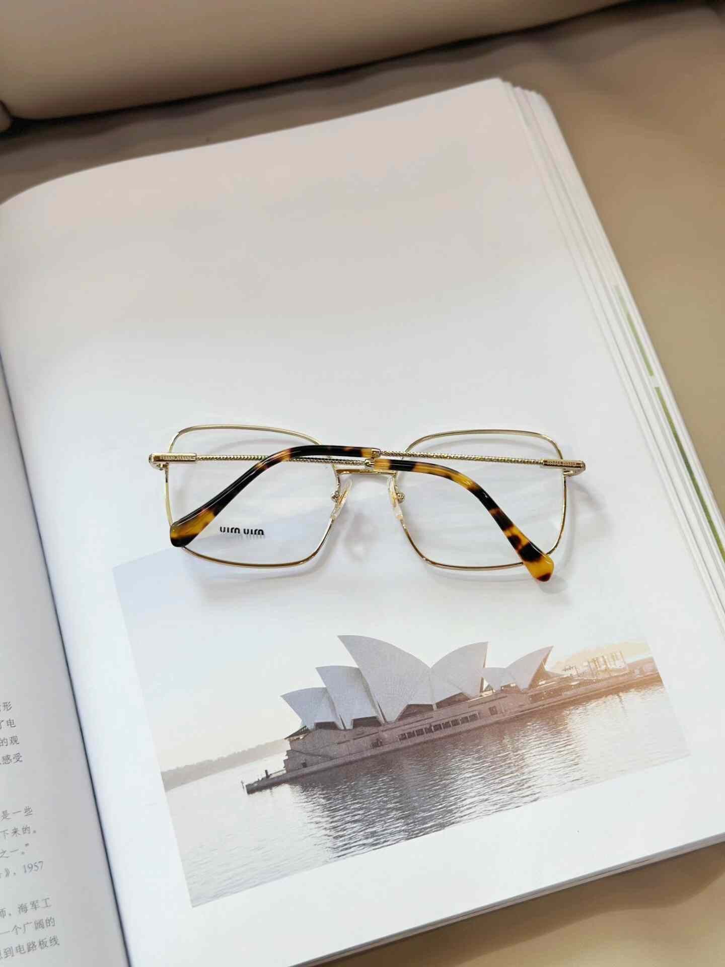 Miu Miu Miu Miu Gold Square-Round Plain Glasses Size ONE SIZE - 3 Thumbnail