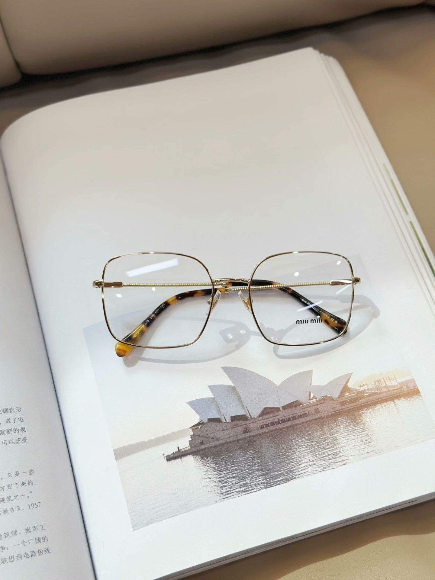 Miu Miu Miu Miu Gold Square-Round Plain Glasses Size ONE SIZE - 2 Thumbnail