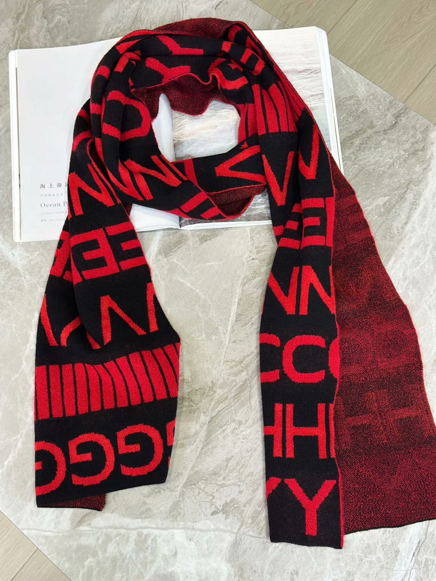 Givenchy GIVENCHY Black Red Casual Printed Scarf Size ONE SIZE - 3 Thumbnail