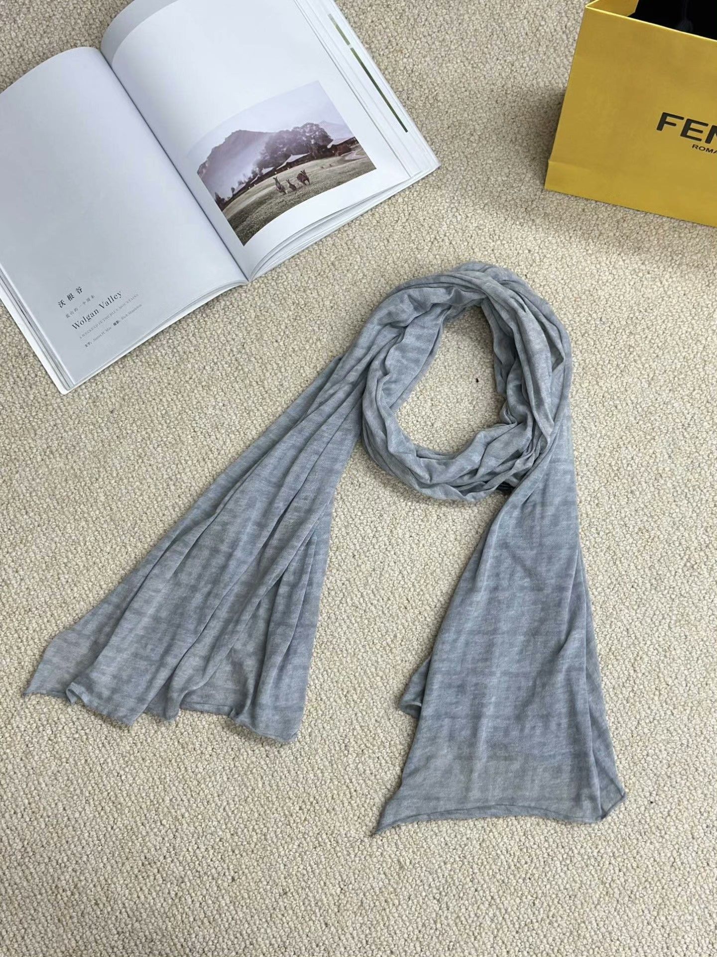 Fendi FENDI Light Blue Jacquard Long Scarf Size ONE SIZE - 3 Thumbnail