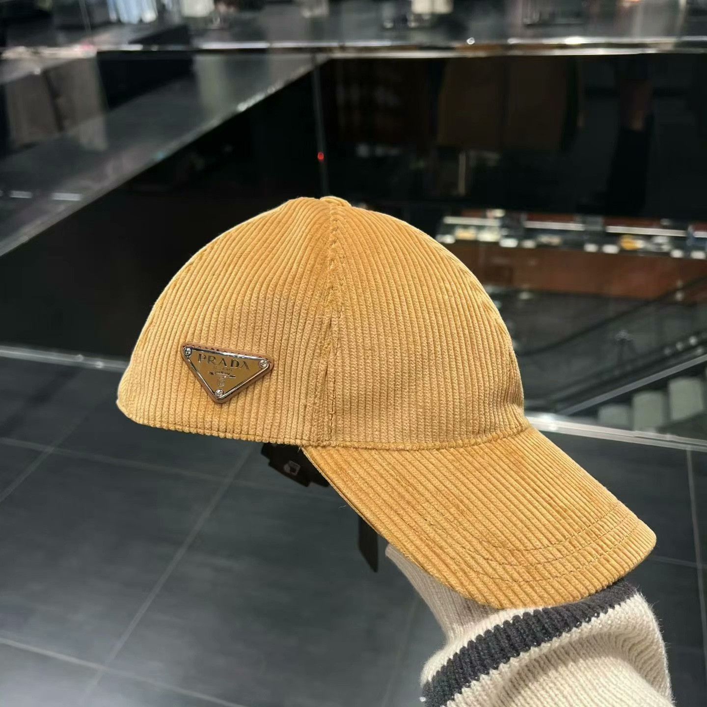 Prada Prada Yellow Corduroy Baseball Cap Size ONE SIZE - 3 Thumbnail
