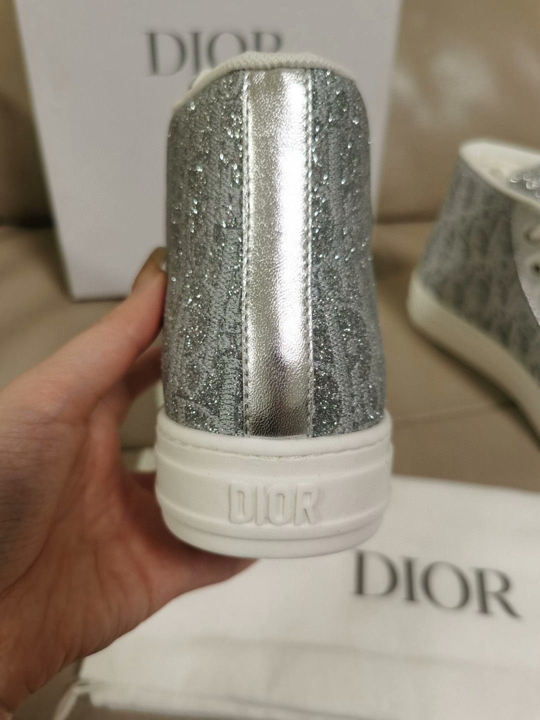 Dior Dior Sequin Embroidered Logo High-Top Shoes Size US 4 / IT 34 - 4 Thumbnail