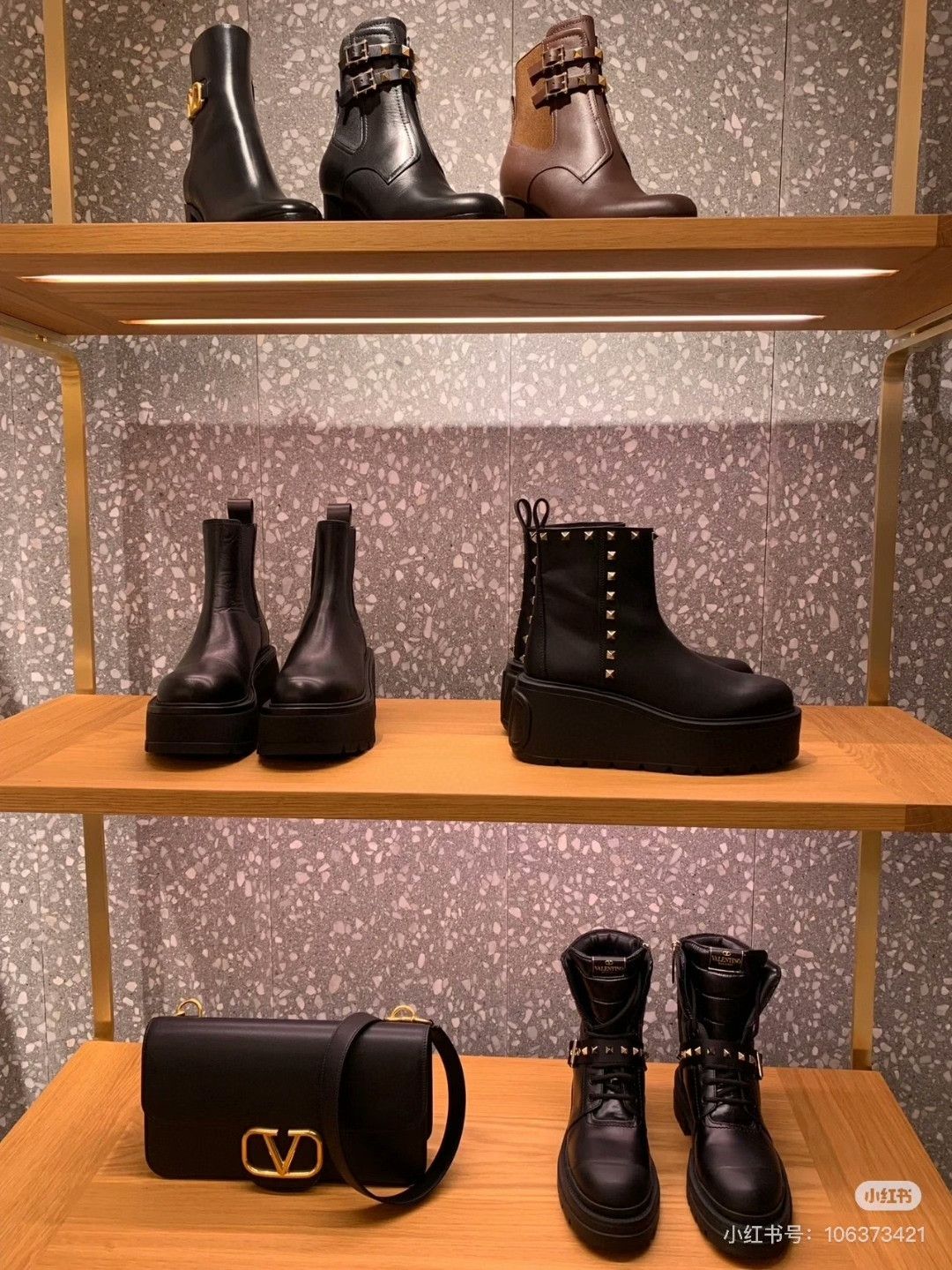 Valentino Valentino Black Gold Leather Studded Boots Size US 6 / IT 36 - 9 Thumbnail
