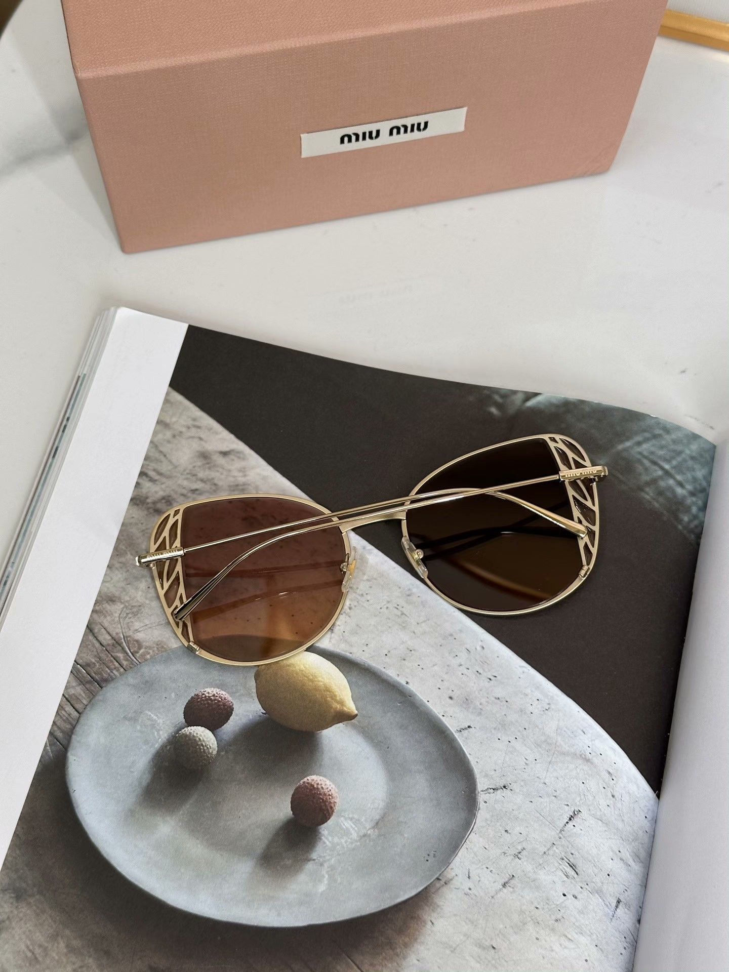 Miu Miu MIUMIU Gold Butterfly Casual Sunglasses Size ONE SIZE - 3 Thumbnail