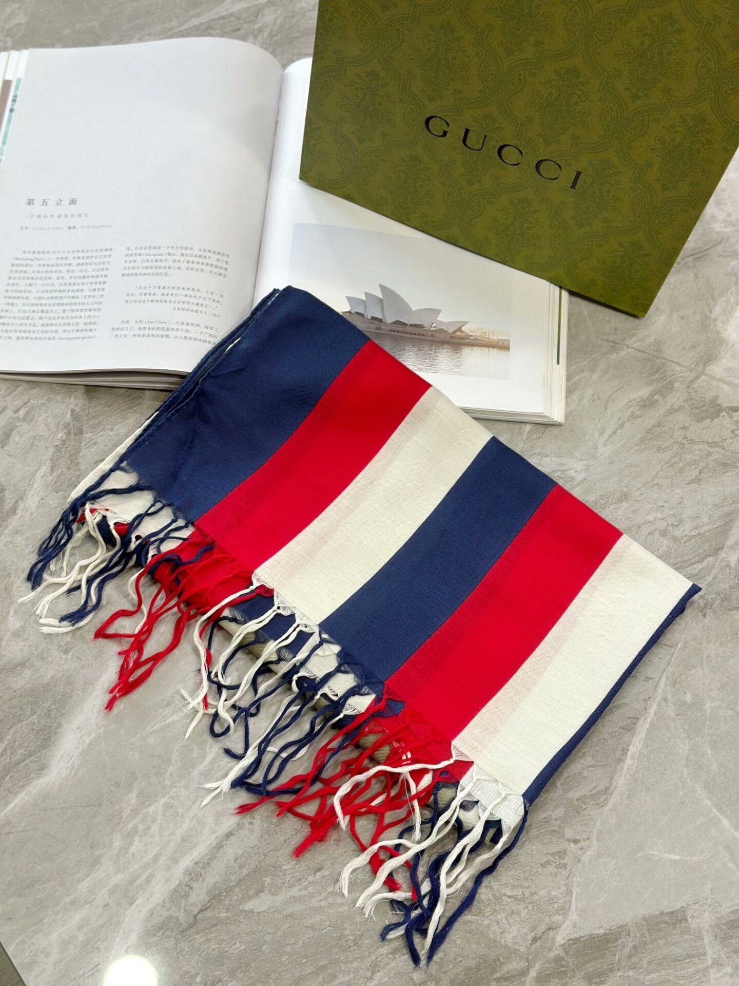 Gucci Gucci Colorblock Casual Long Silk Scarf Size ONE SIZE - 2 Thumbnail