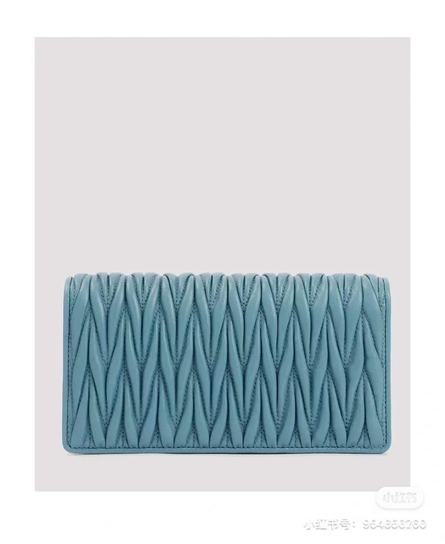 Miu Miu MiuMiu Blue Pleated Flap Chain WOC Size ONE SIZE - 9 Thumbnail