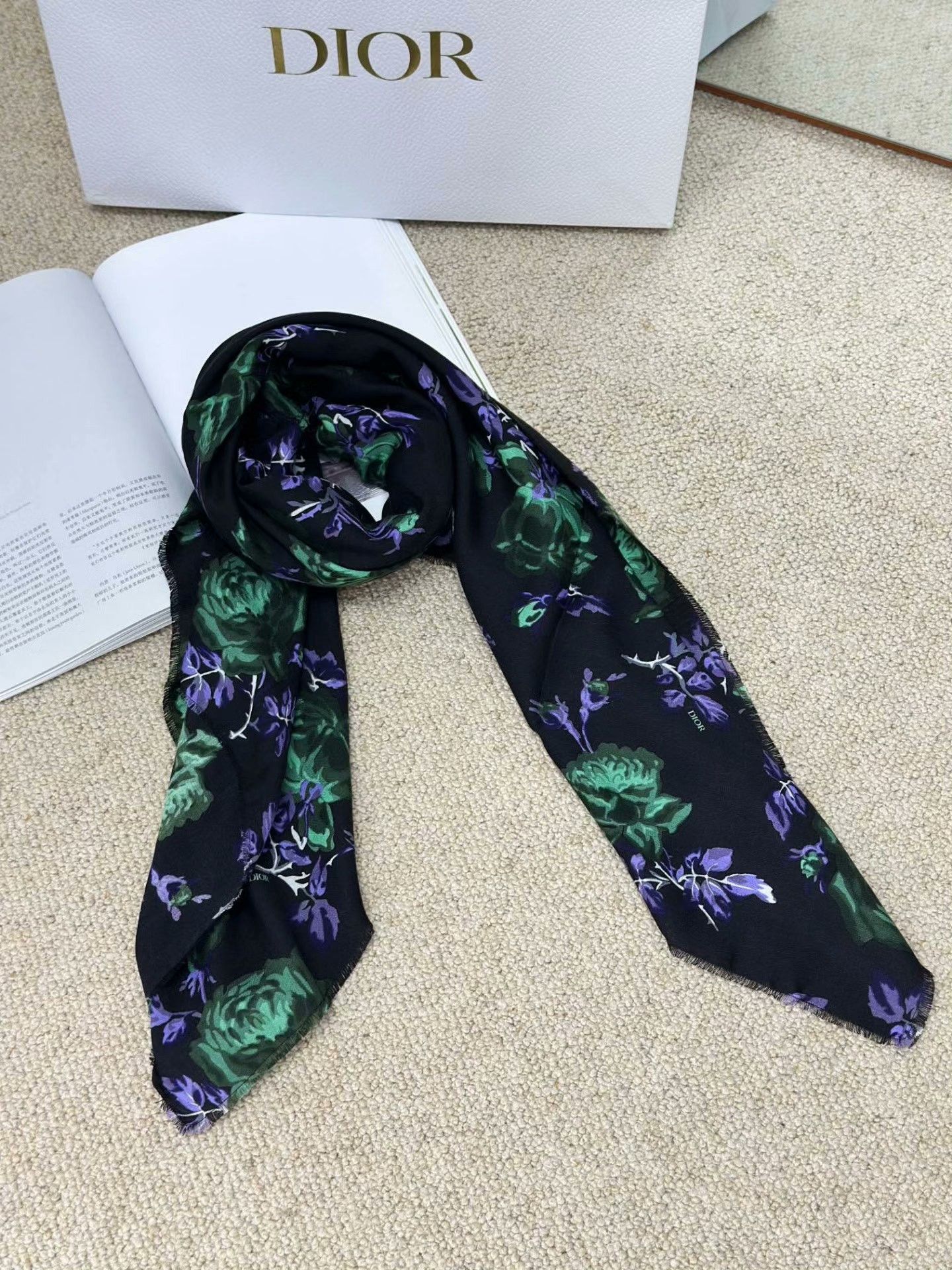 Dior DIOR Black Silk Scarf Size ONE SIZE - 3 Thumbnail