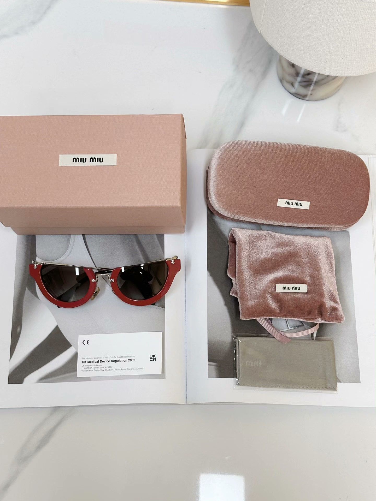 Miu Miu MIUMIU Red Half-Frame Casual Sunglasses Size ONE SIZE - 9 Thumbnail