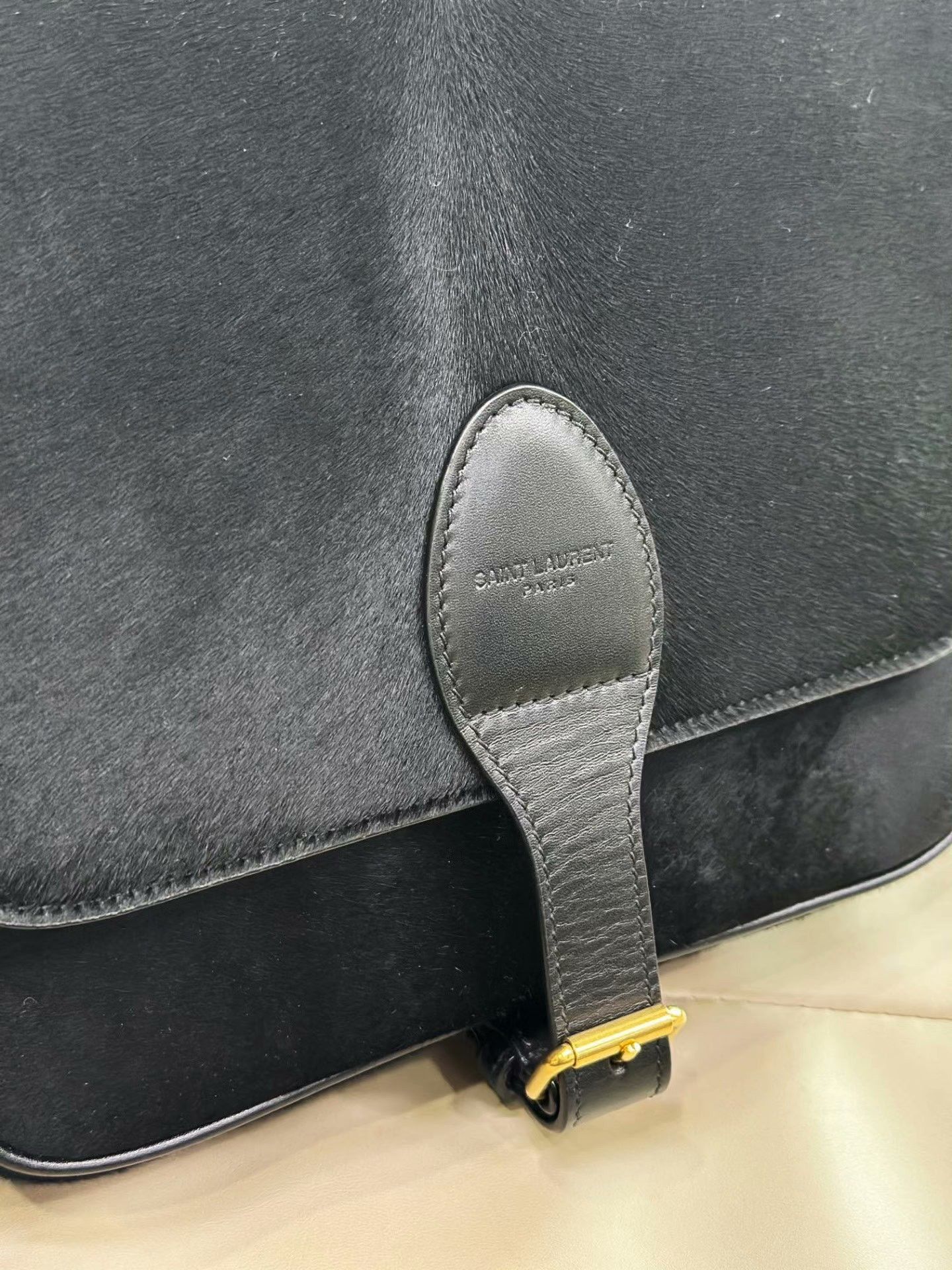 Saint Laurent Paris Saint Laurent Black Suede Flap Crossbody Saddle Bag Size ONE SIZE - 6 Thumbnail