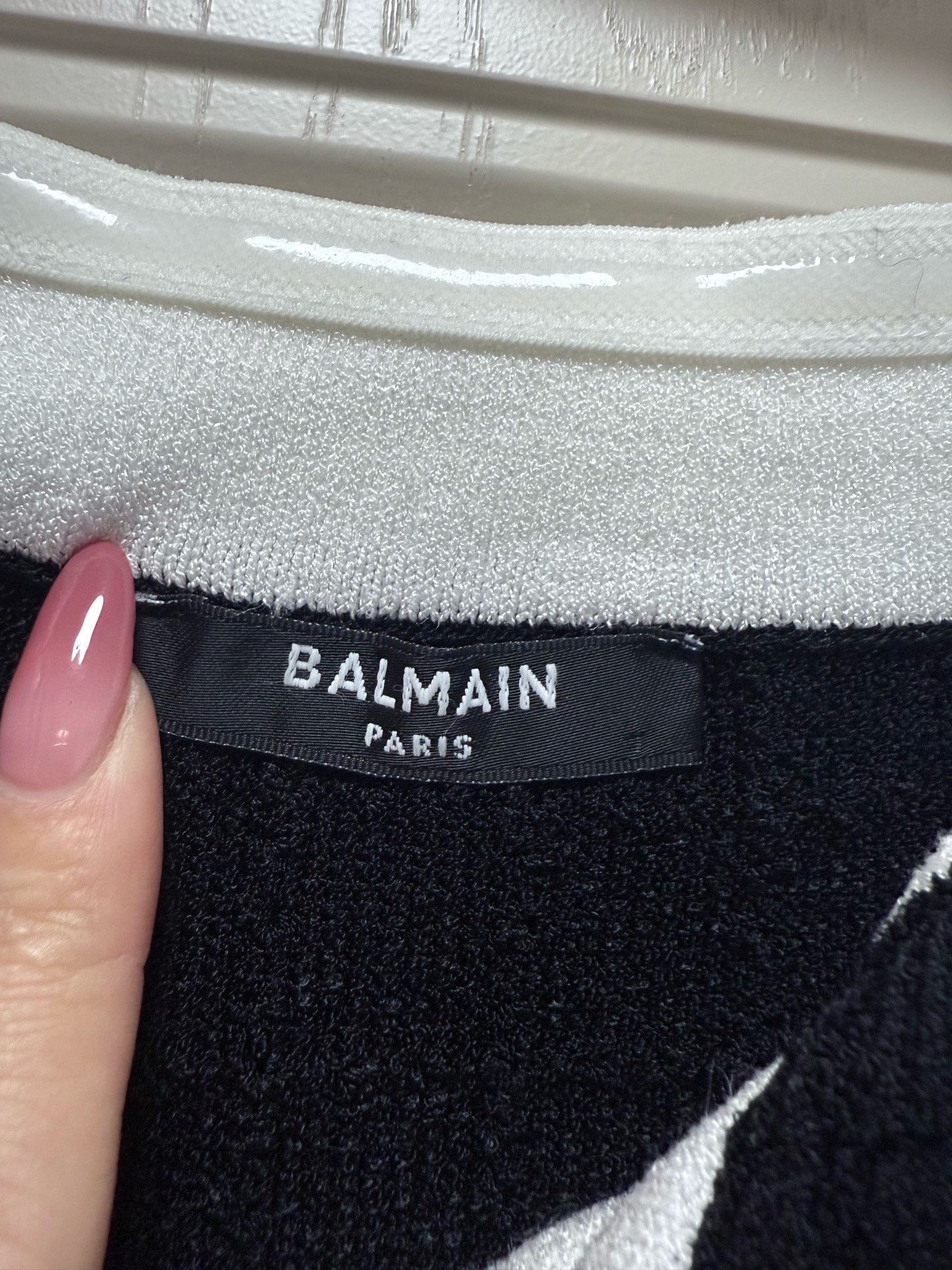 Balmain Balmain Black White Knit Off-Shoulder Dress Size S / US 4 / IT 40 - 4 Thumbnail
