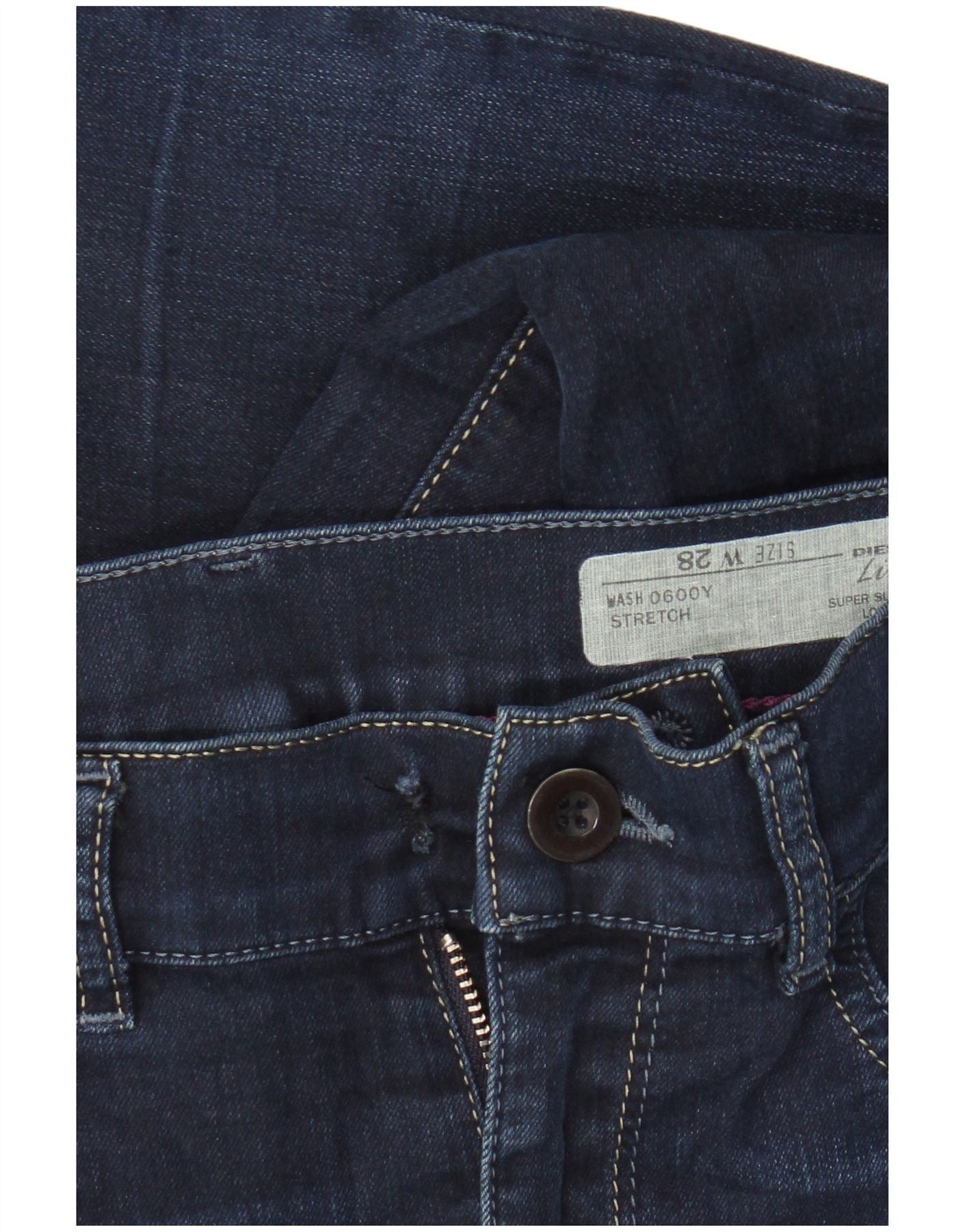 Diesel Womens Livier Low Waist Super Slim Jegging Jeans W28 L28 Blu Size 24" / US 00 / IT 34 - 3 Thumbnail